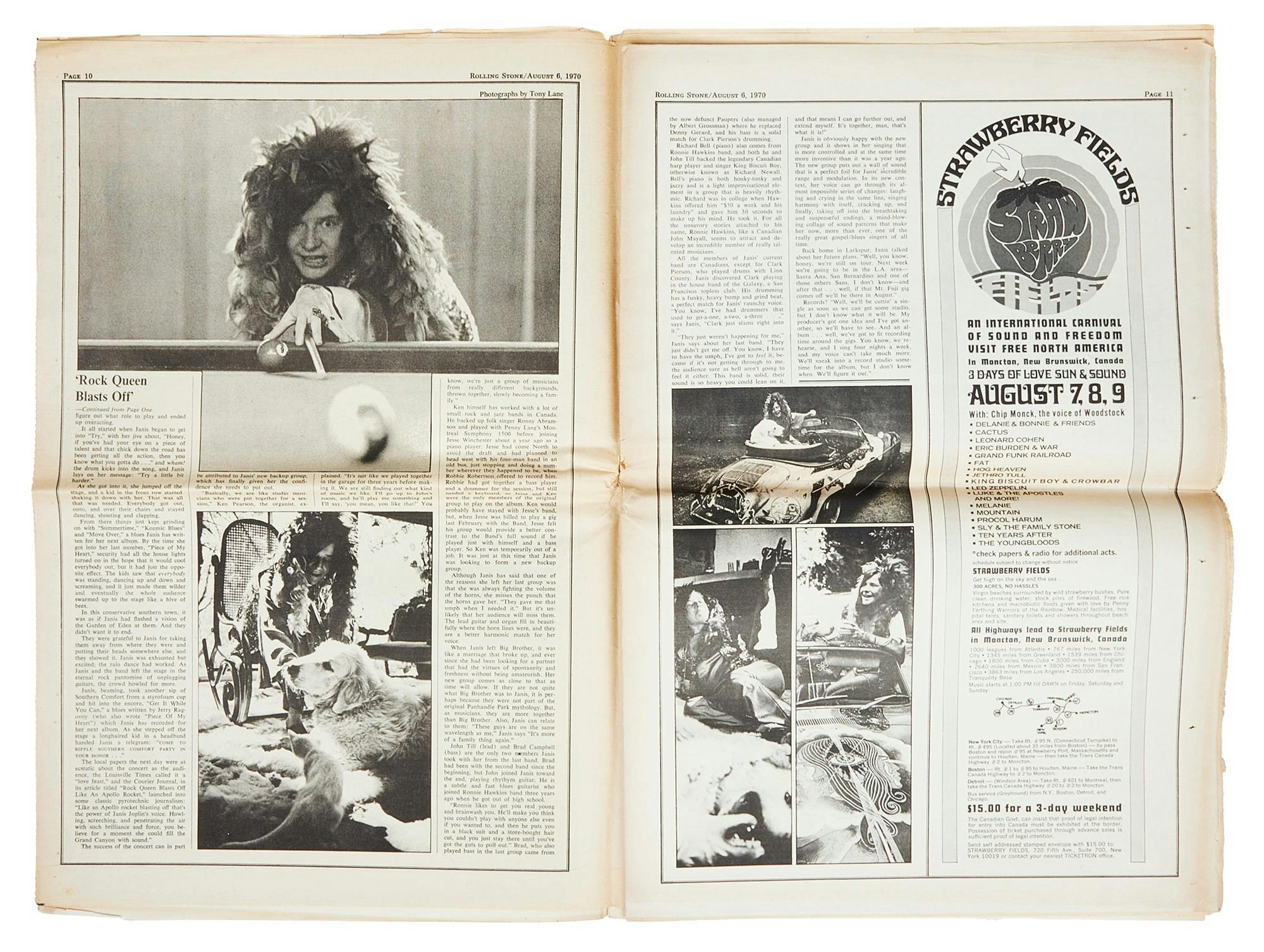 Rolling Stone Magazine with Janis Joplin Playing pool