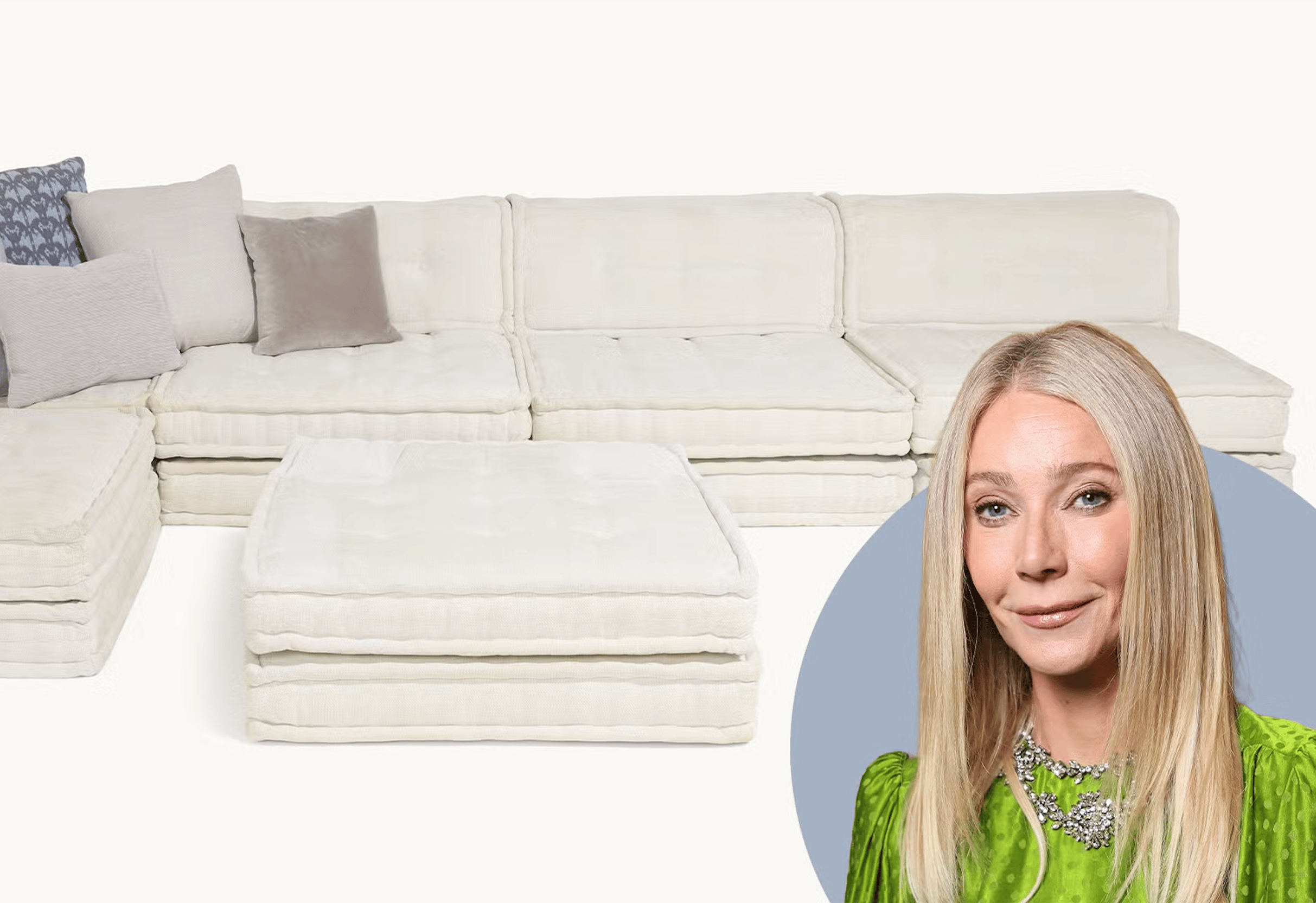 gwyneth paltrow and a sectional sofa juliens getty