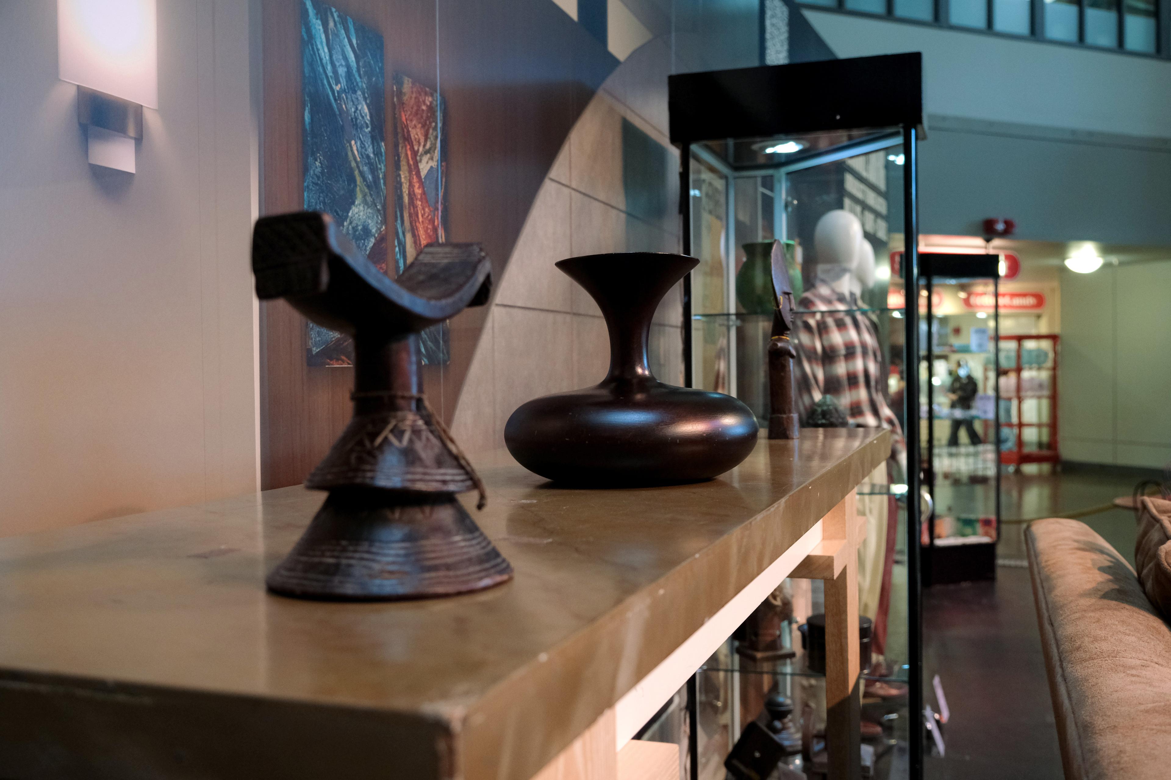 sculptures on a table