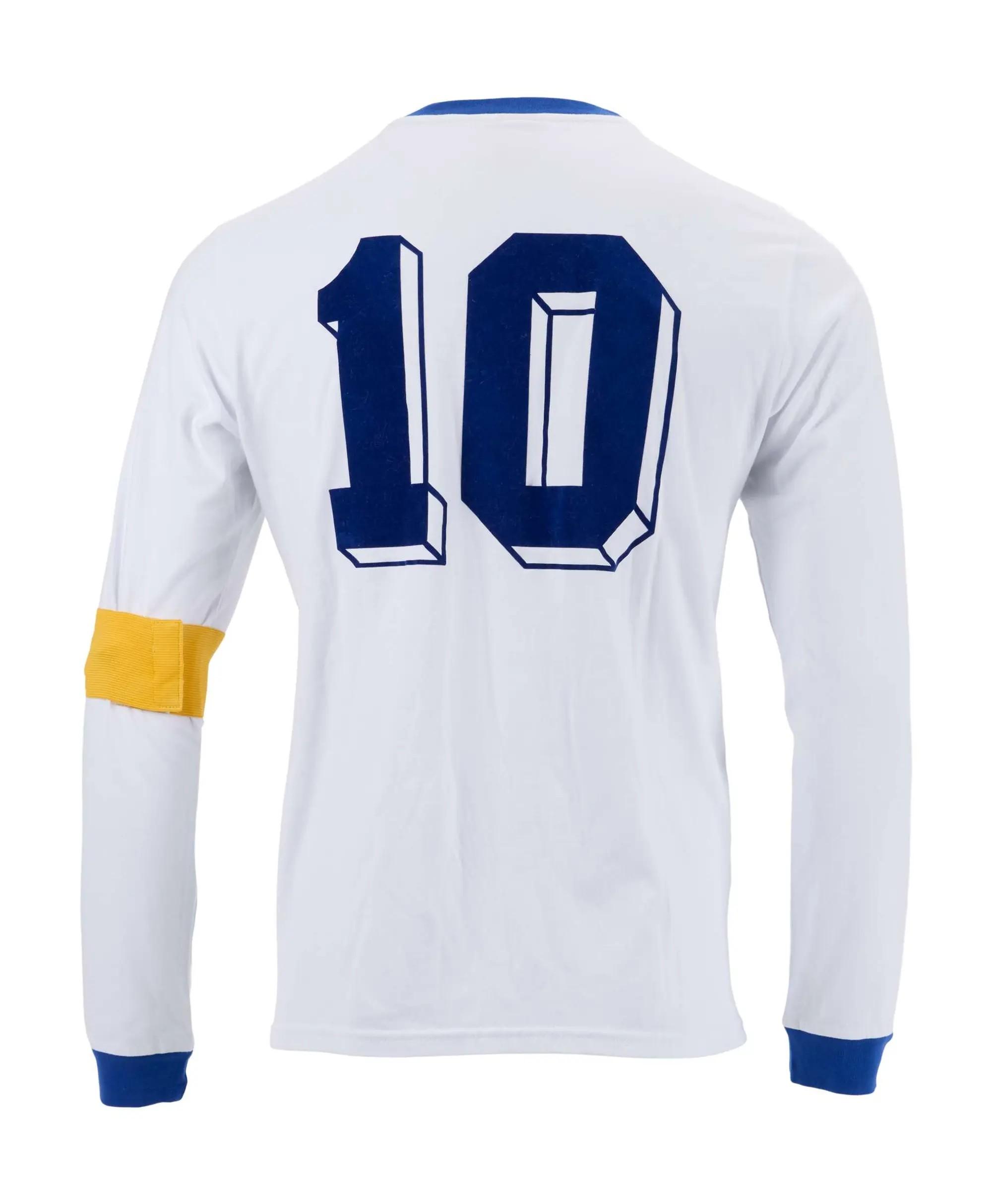 Lot #79  Diego Maradona Match-Issued 1986 Argentina Jersey and Captain's Armband (MEARS)