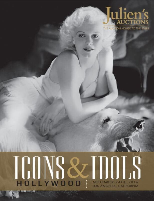 A poster for Julien's Auctions Hollywood Icons and Idols