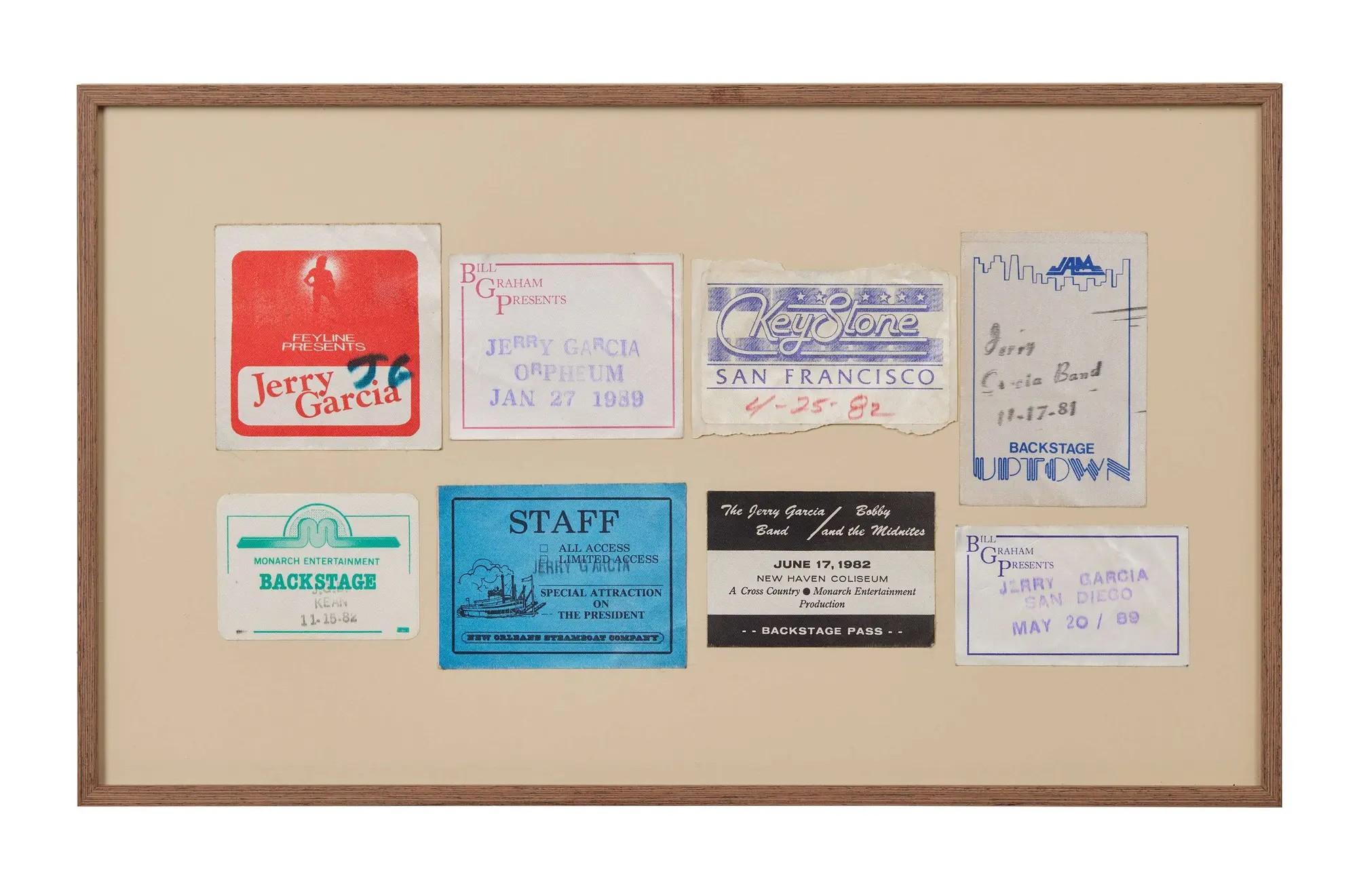 Lot #209 Jerry Garcia Framed 1980s Backstage Passes