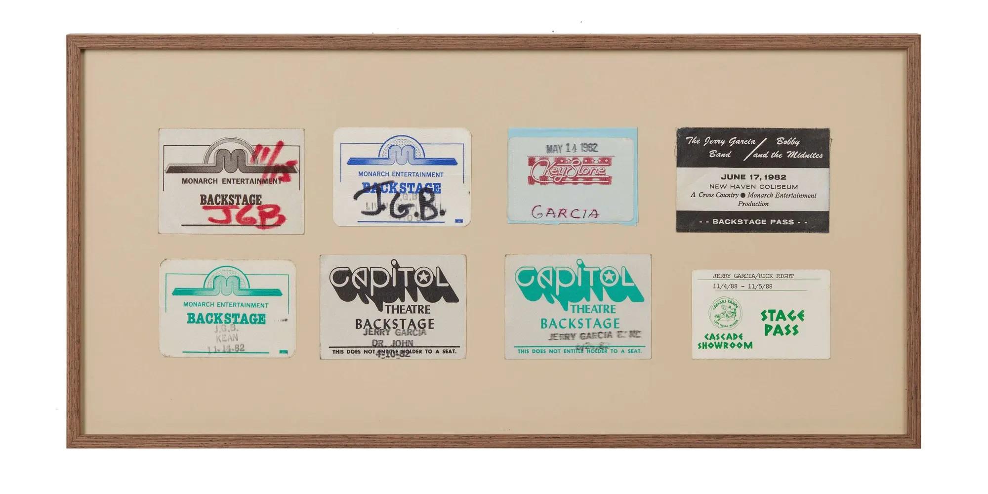 Lot #118 Jerry Garcia Framed Early 1980s Backstage Passes