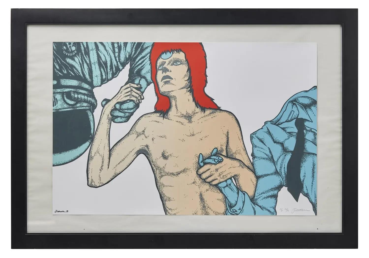 Lot 1  David Bowie Jermaine Rogers Signed Hanging Onto Yourself Lithograph