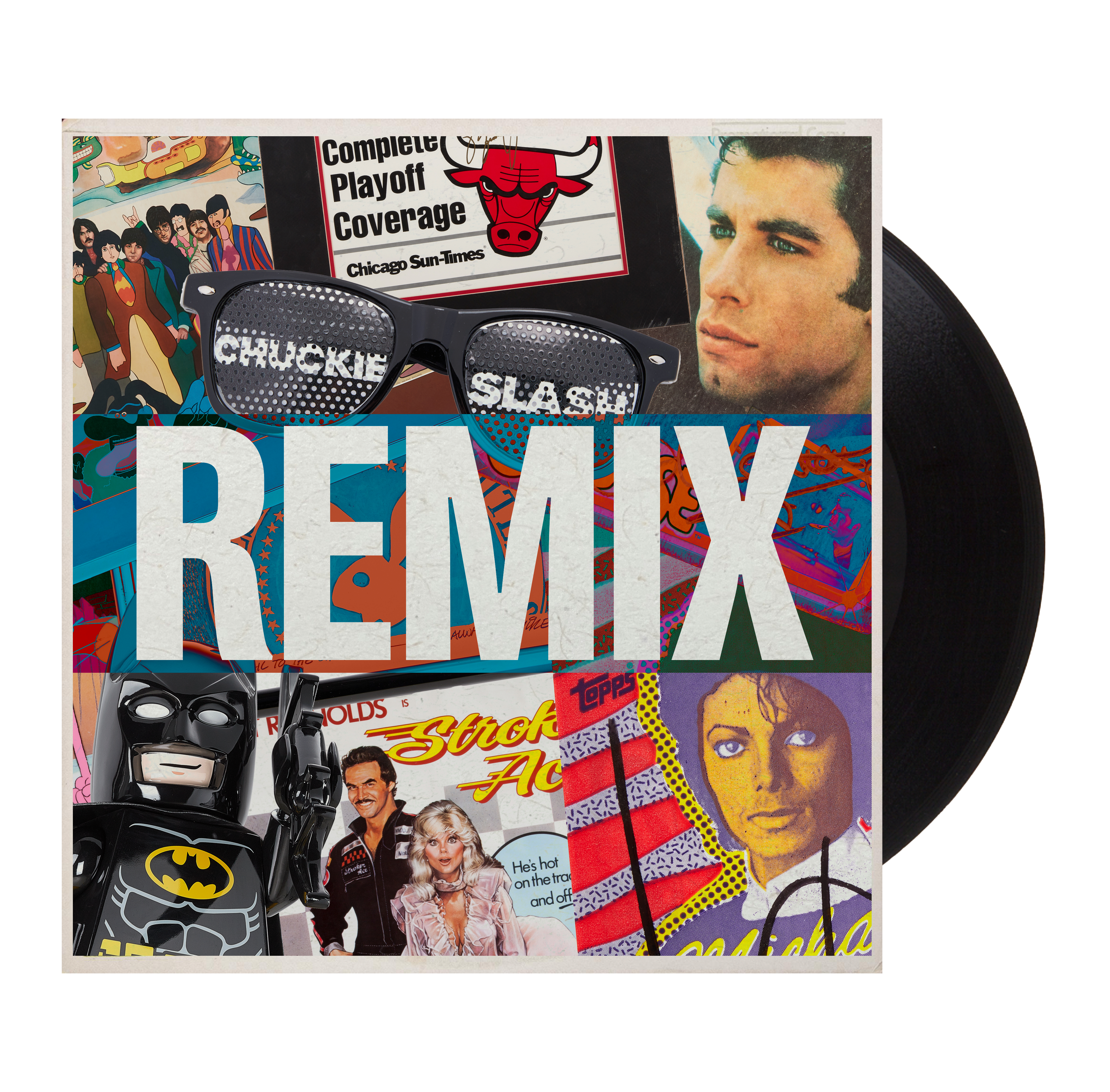 a black record with the word remix on the front