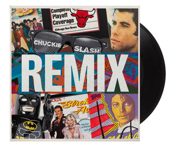 a black record with the word remix on the front