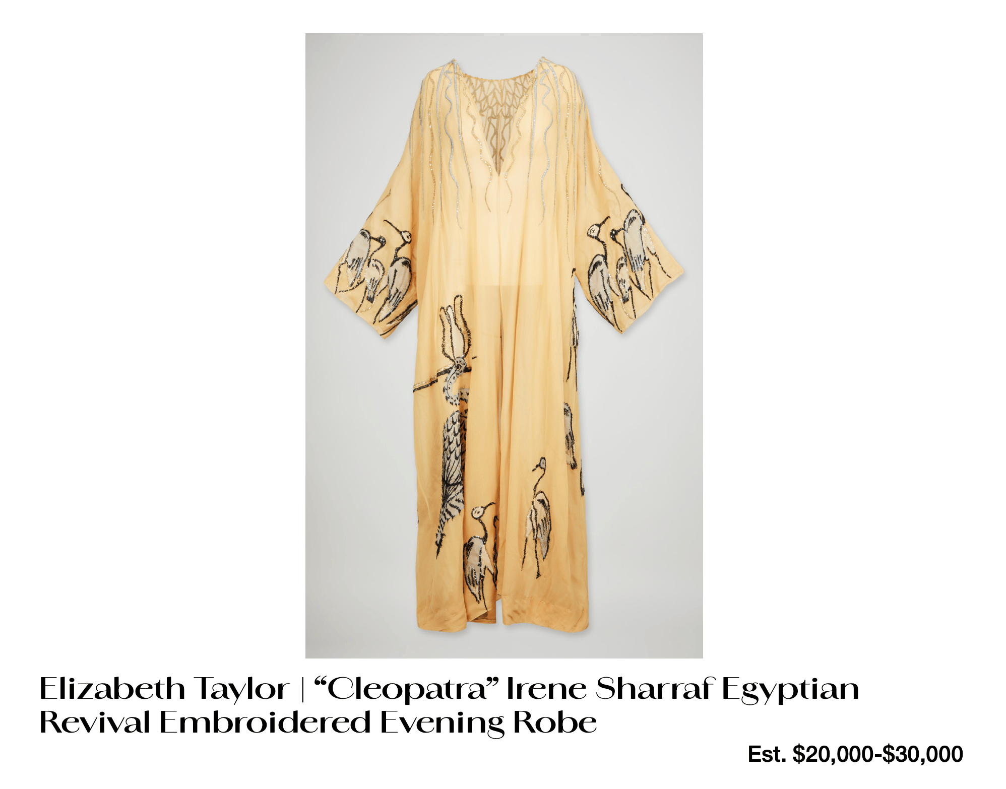 elizabeth taylor 's " cleopatra " irene sharraf egyptian revival embroidered evening robe