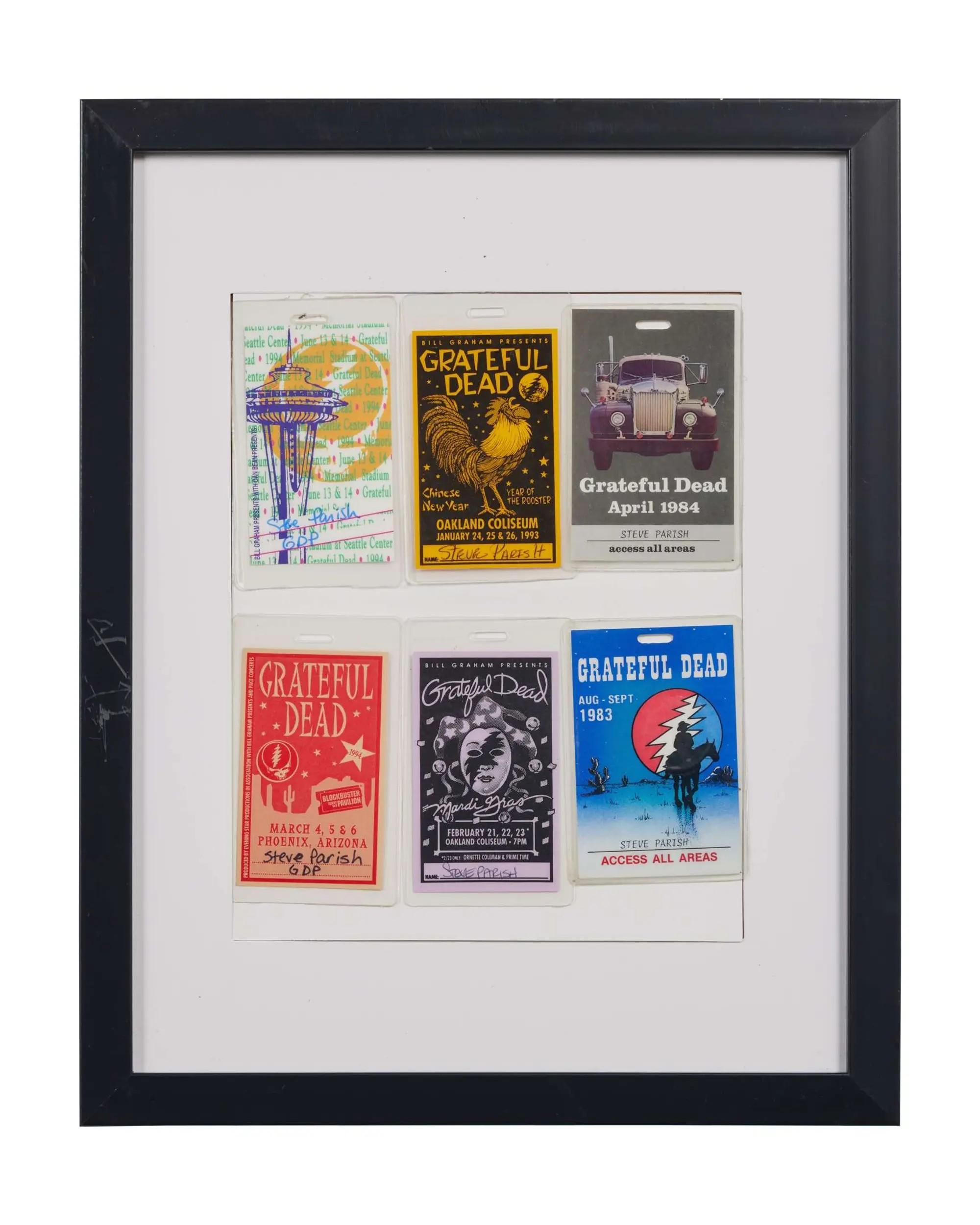 Lot #249 Grateful Dead Framed 1990s “Big Steve” Parish Backstage Passes