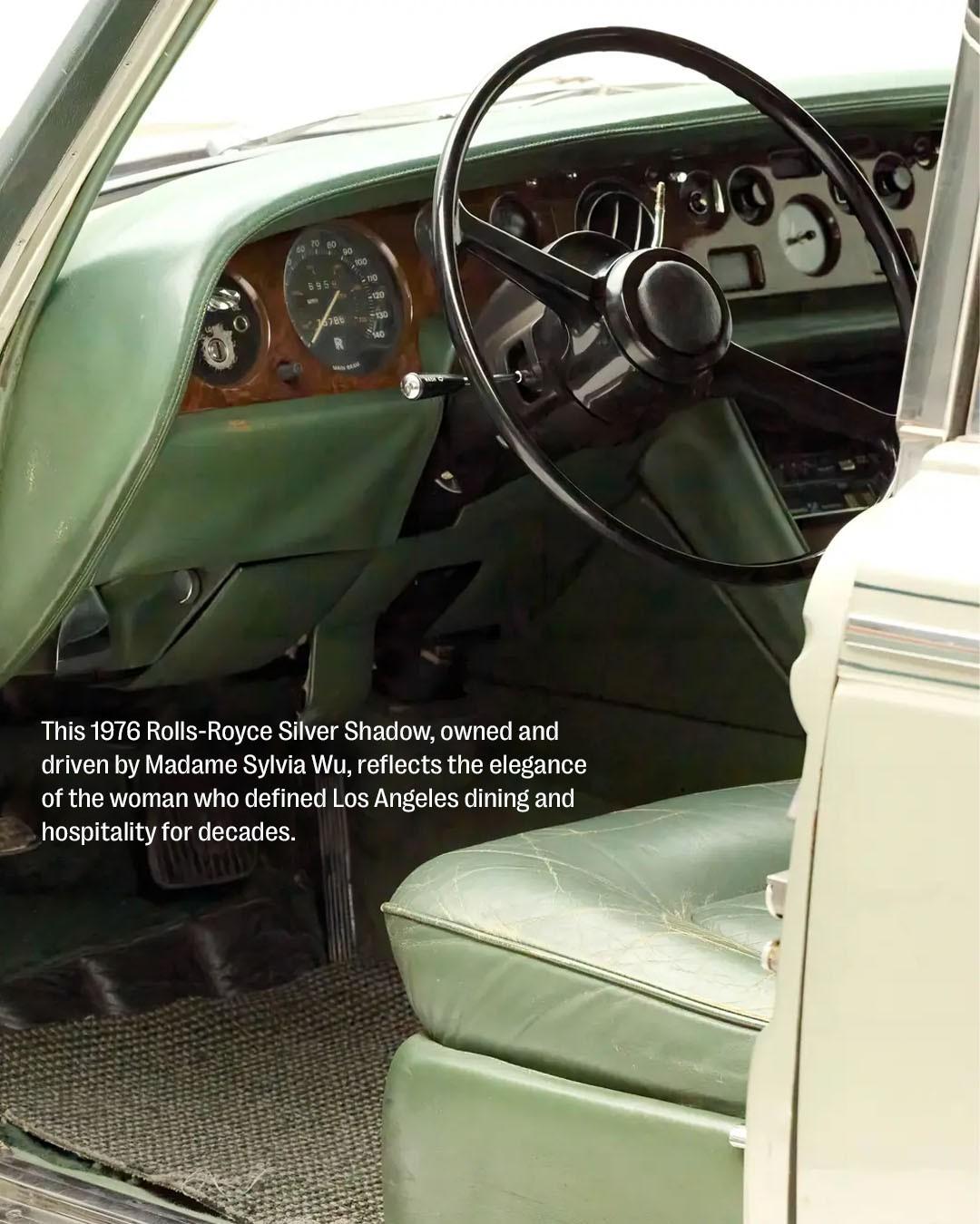 the interior driver's side of madame sylvia wu's rolls royce silver shadow