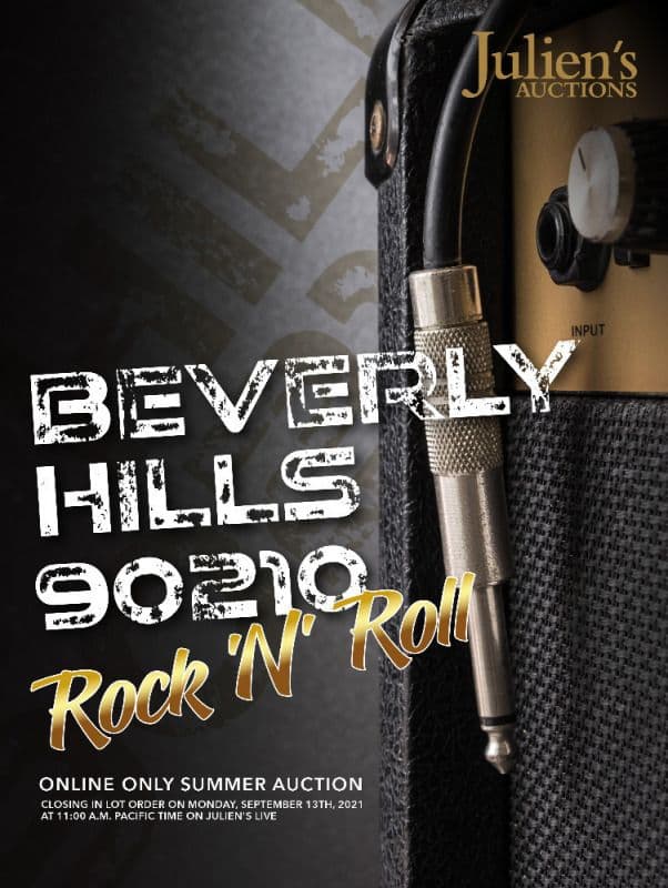 A poster for Julien's Auctions Beverly Hills 90210 Rock n ' Roll