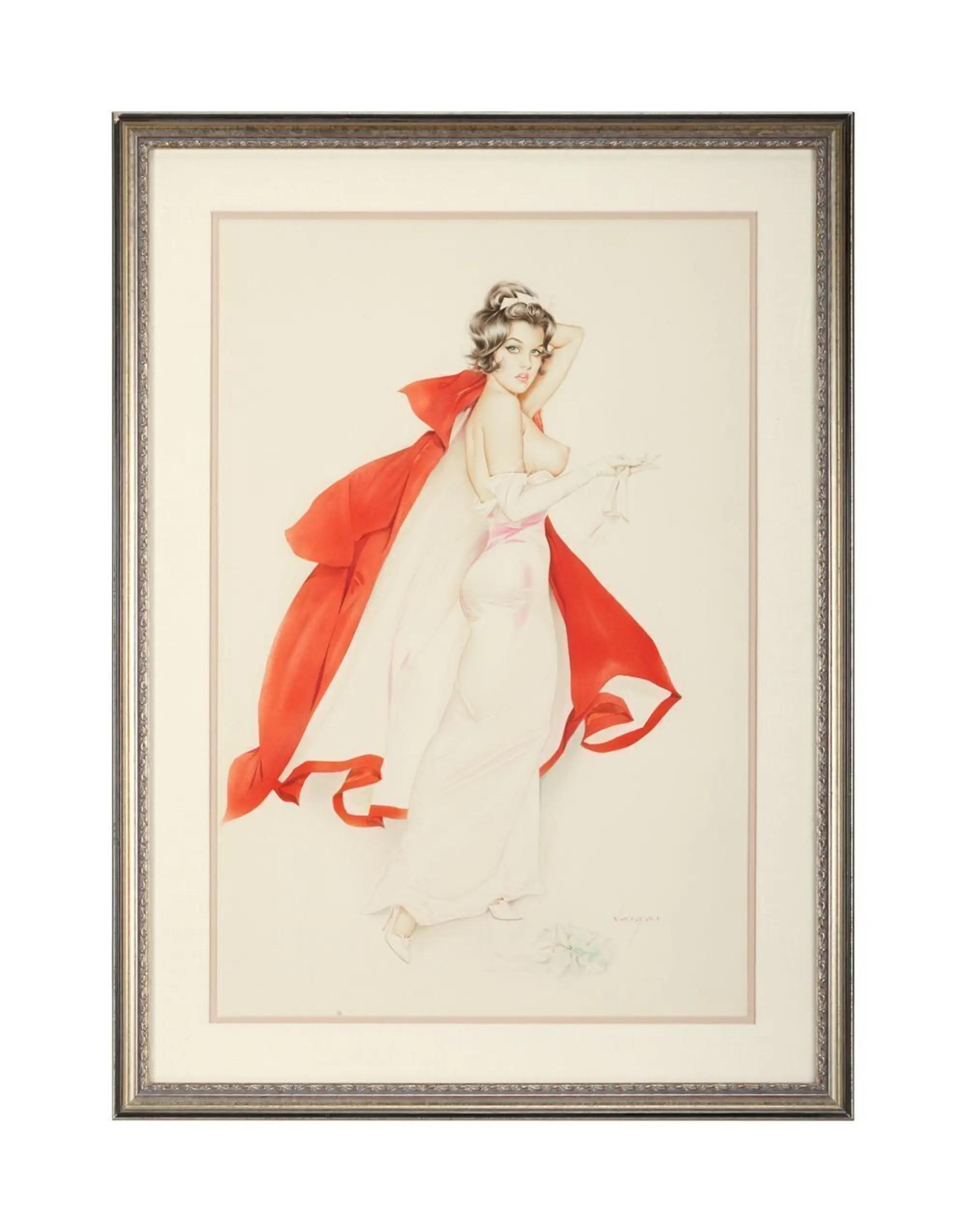 Playboy Alberto Vargas Girl Pinup September 1963 Watercolor Drawing