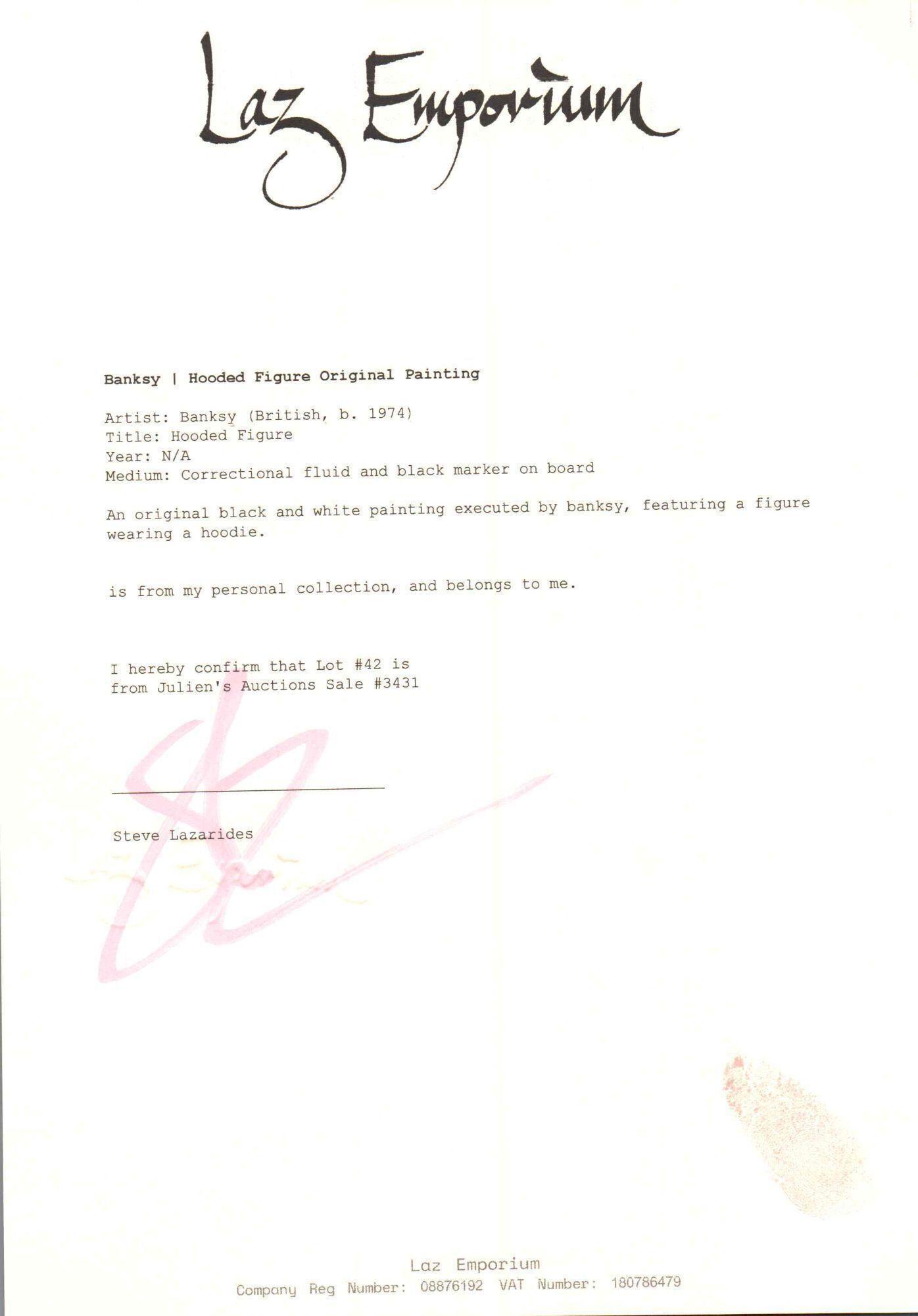banksy letter of authenticity