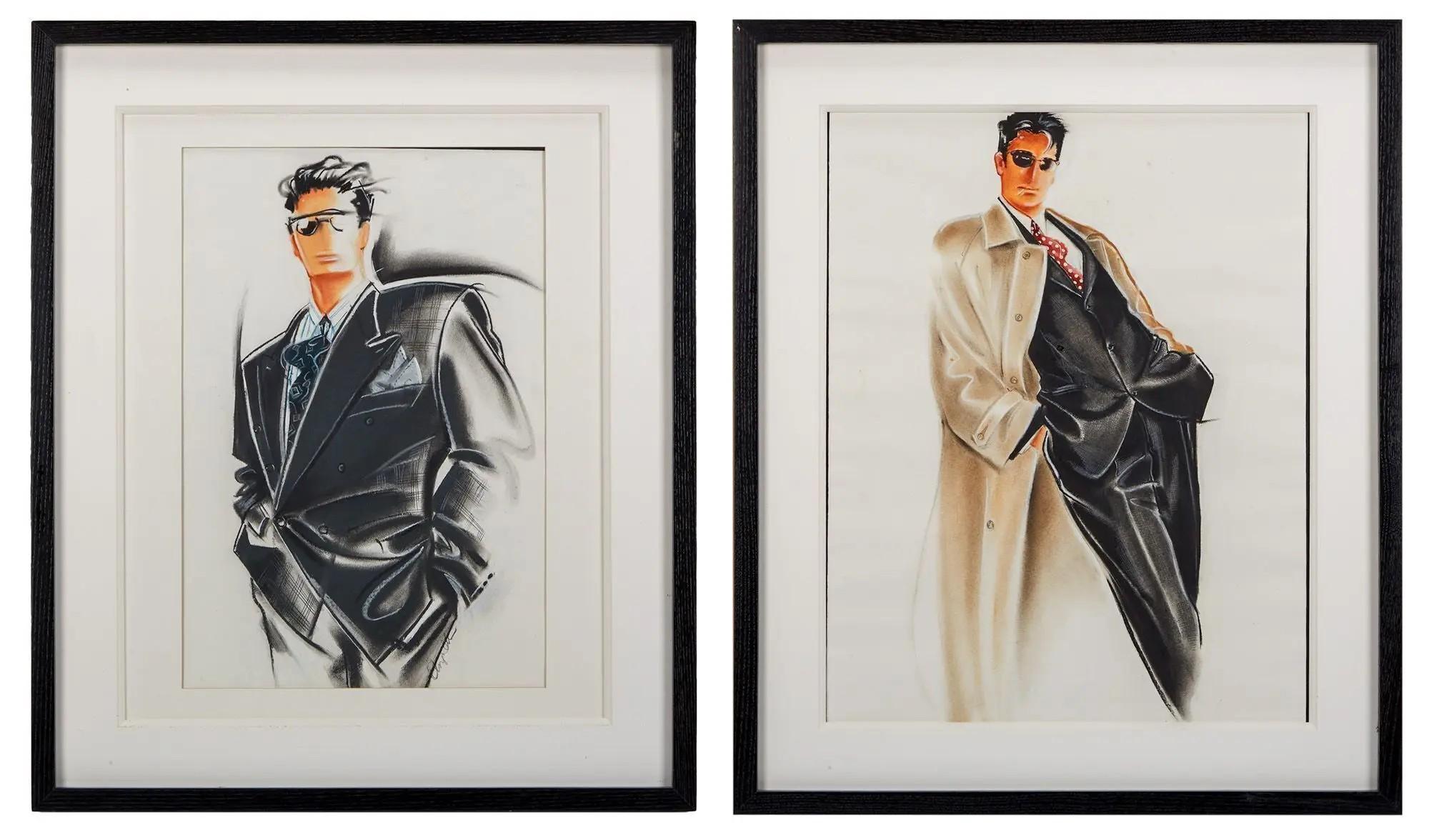 Lot #30  Playboy Angela Daskalakis Pair of Fashion Drawings