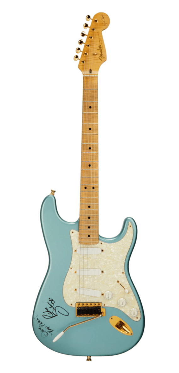 Lot #640. Bon Jovi | Richie Sambora Signed and Stage Played Fender Custom Shop Eric Clapton Signature Stratocaster Electric Guitar, Ice Blue Metallic Lot #640 Bon Jovi Richie Sambora Signed and Stage Played Fender Custom Shop Eric Clapton Signature Stratocaster Electric Guitar, Ice Blue Metallic