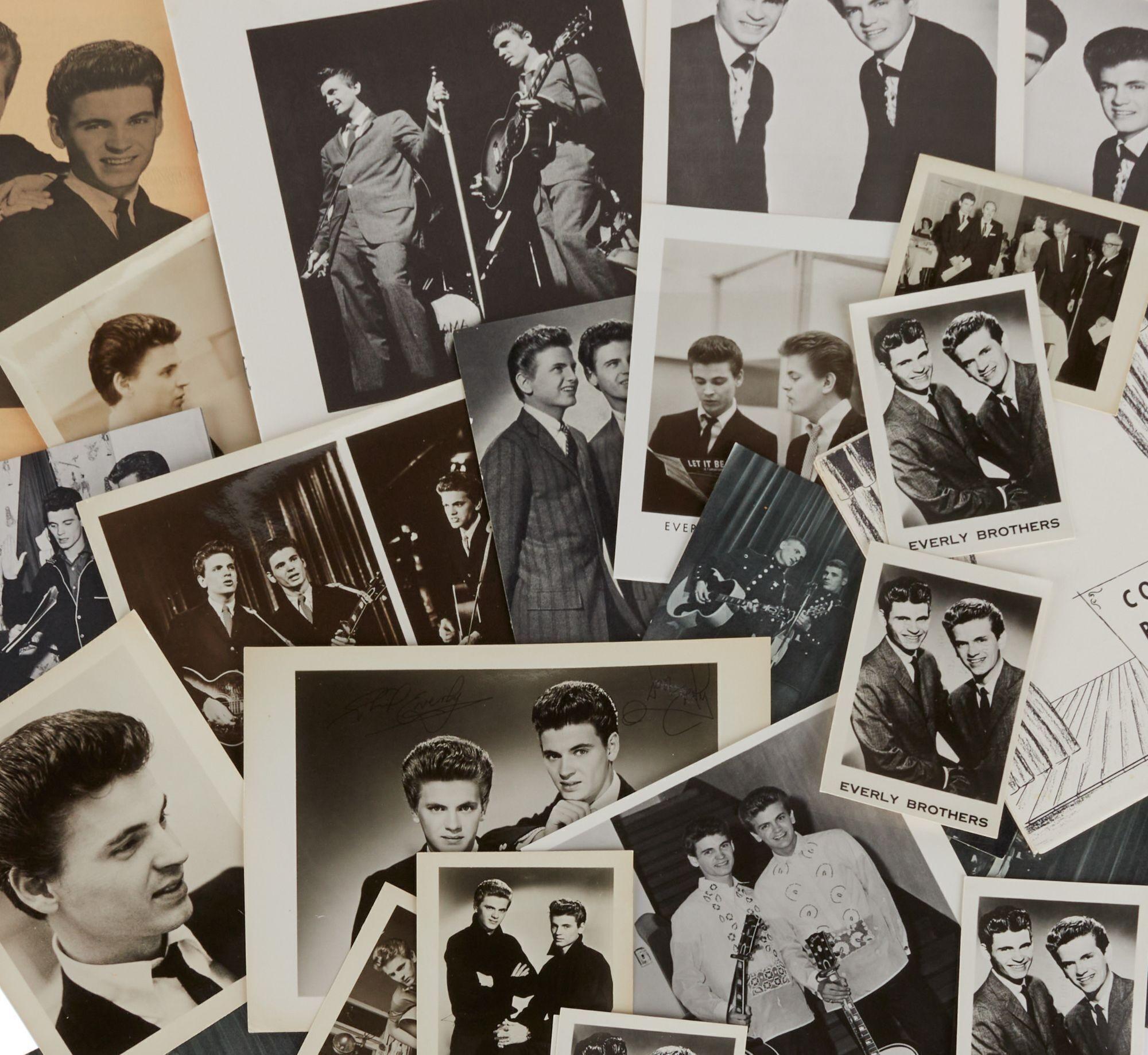 a collage of black and white photos of elvis presley and the everly brothers .