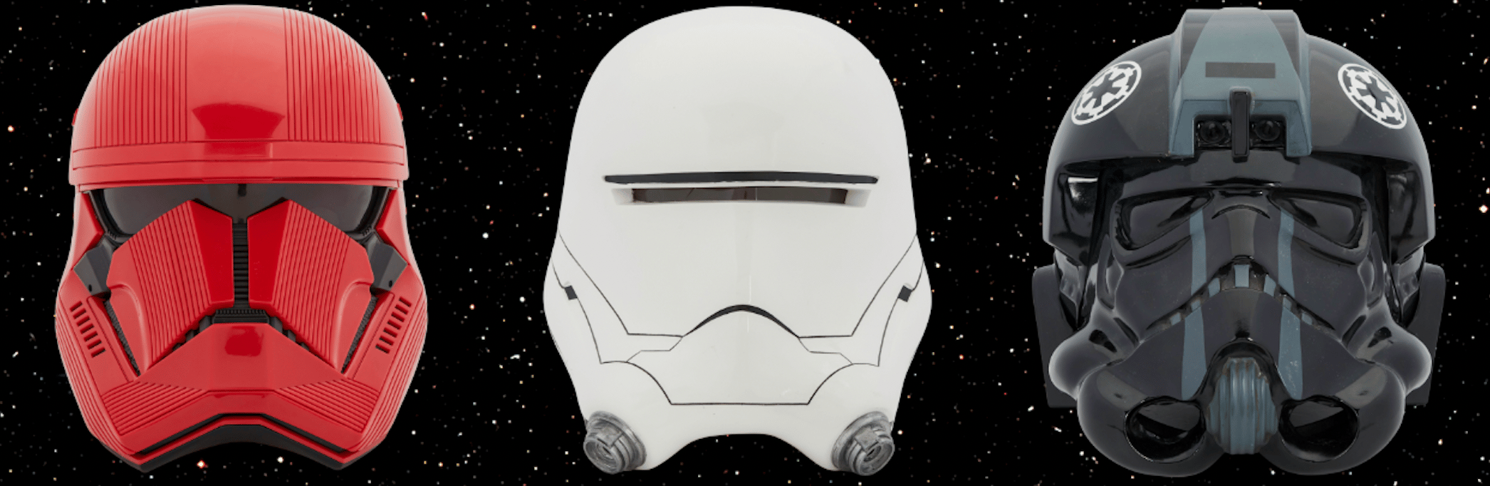 a red white and black storm trooper helmet