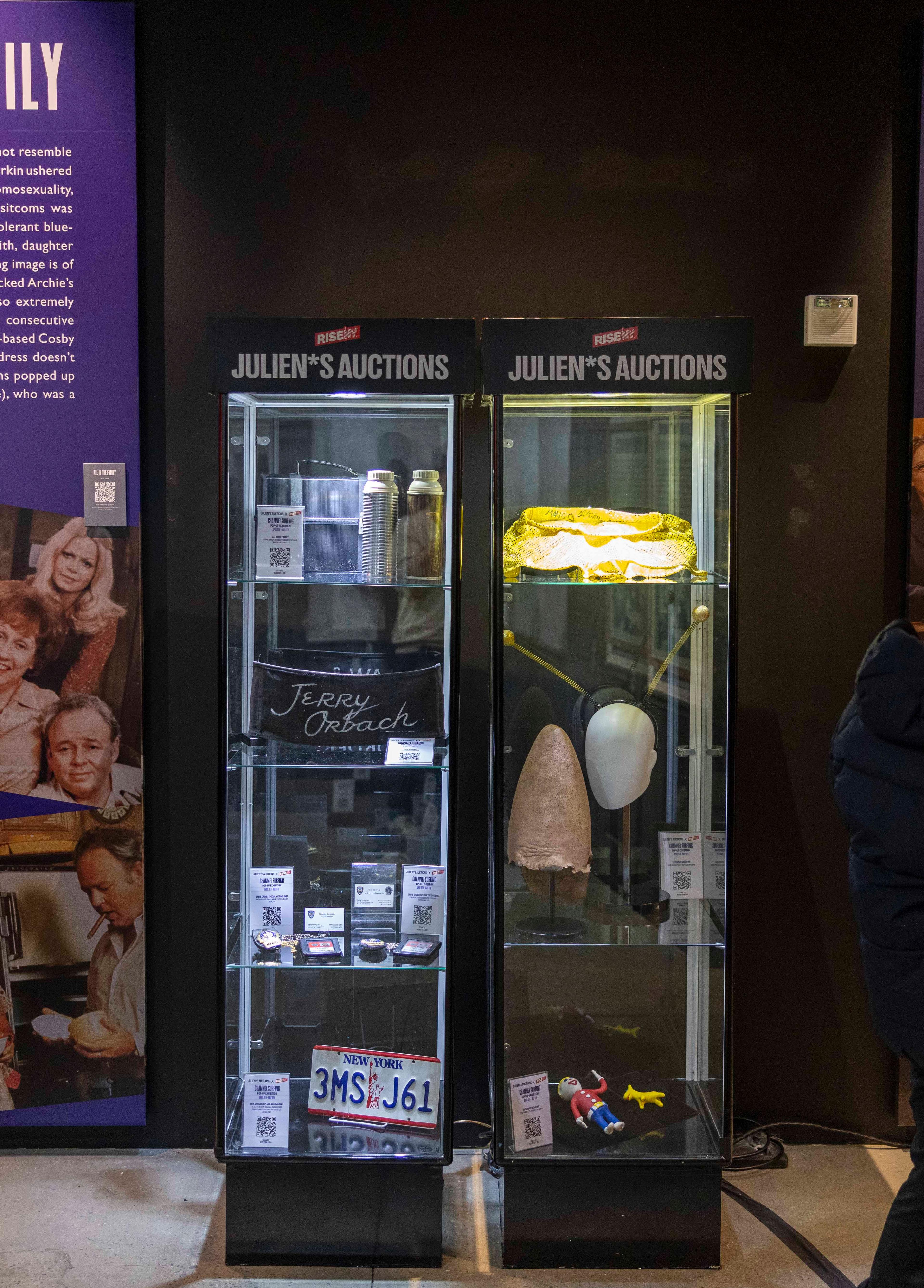 tv show props in a glass case