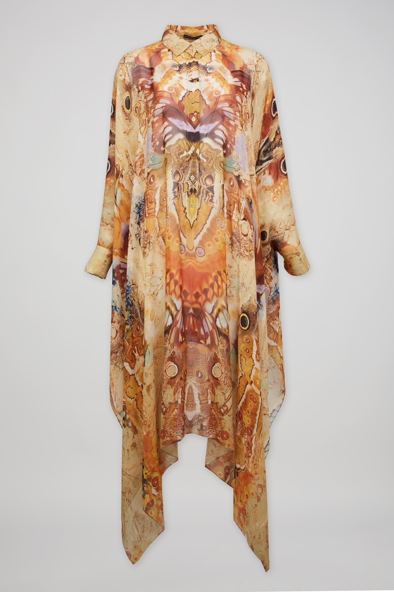 a dress with a butterfly print on it