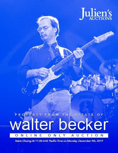 A poster for Julien's Auctions with Walter Becker