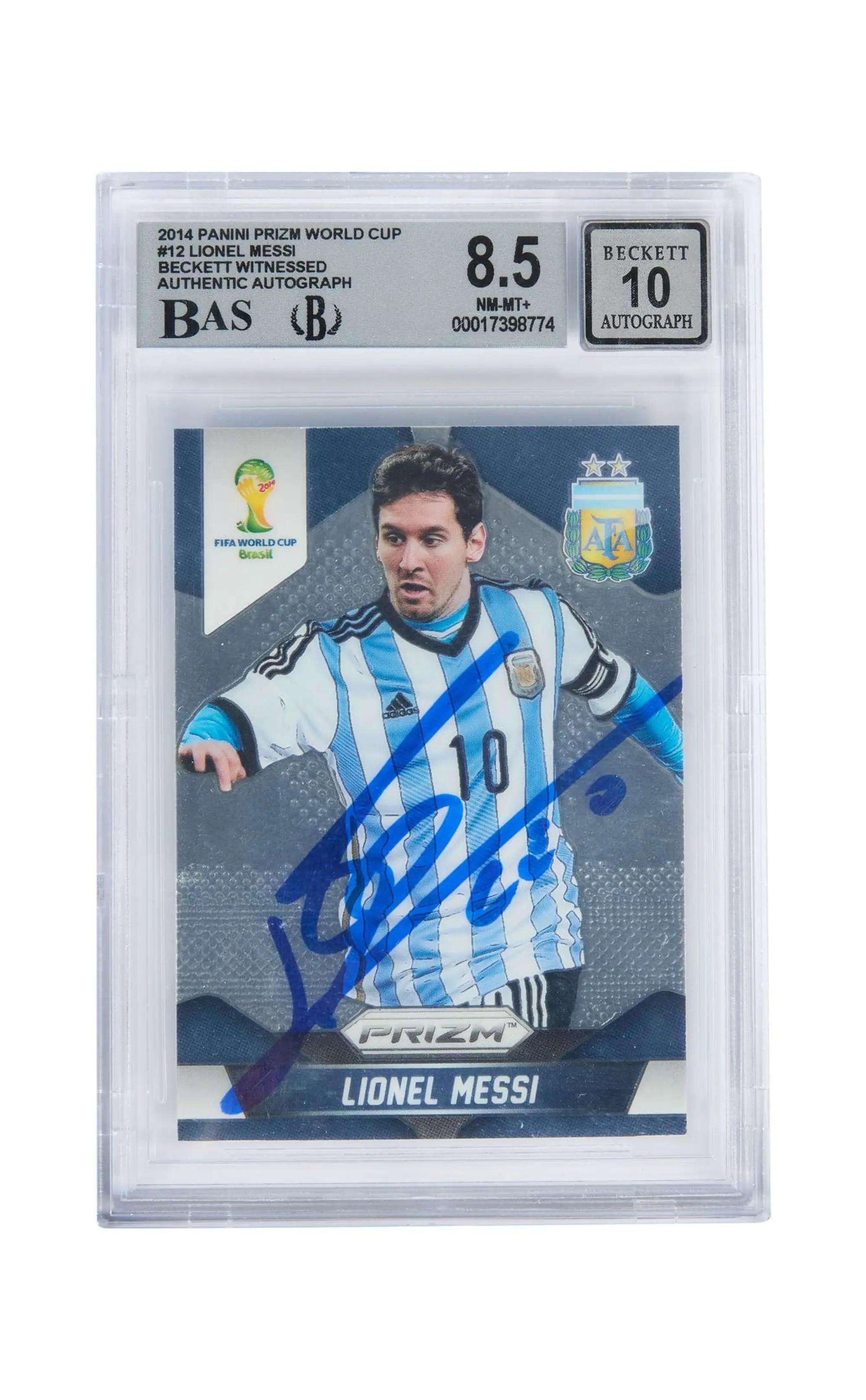 Lot #187  Lionel Messi Signed Panini World Cup Trading Card (Beckett)