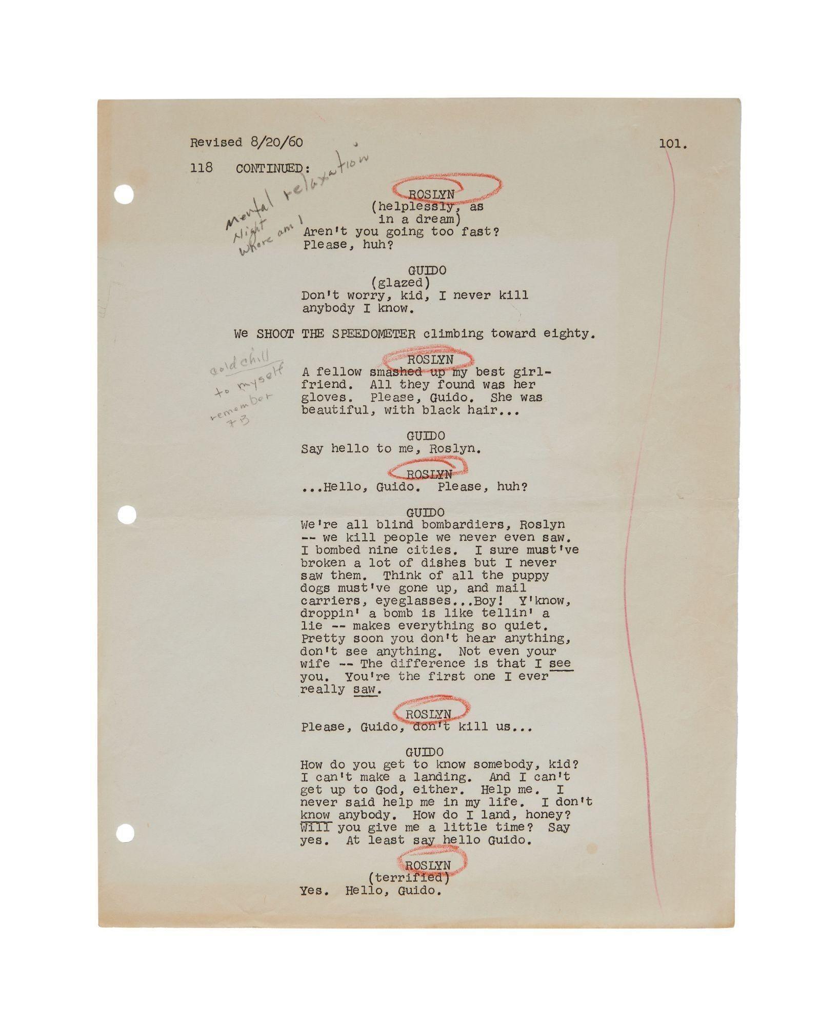 Lot #6. Marilyn Monroe | 1960 Annotated 'Script Change' Pages from The Misfits