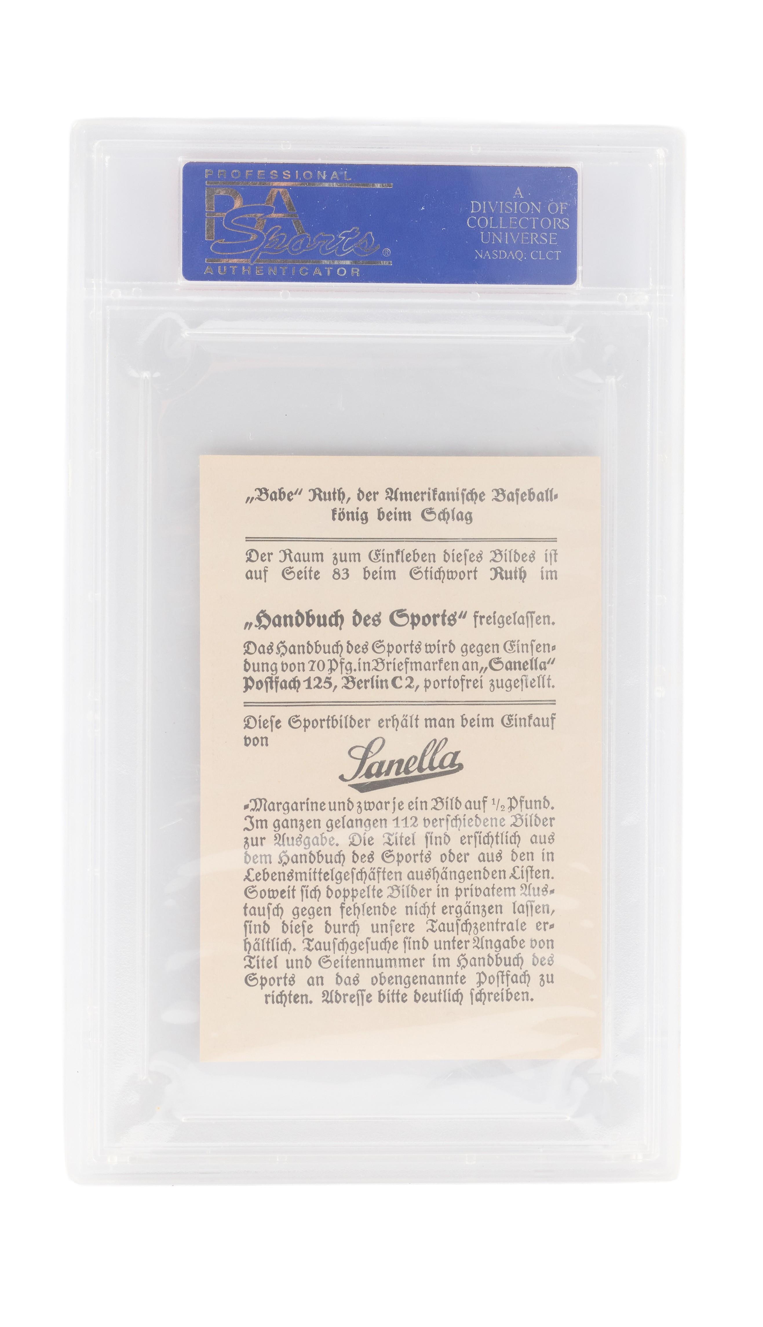 Babe Ruth | 1932 Sanella Margarine Trading Card (PSA)_BACK