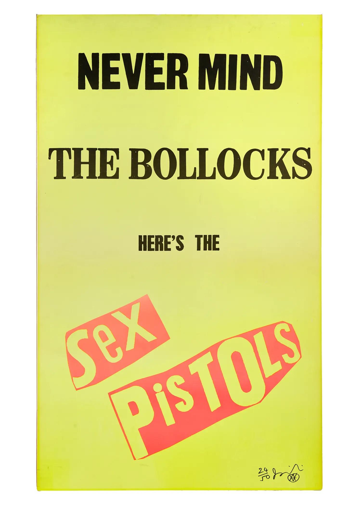 Lot 2  Sex Pistols Jamie Reid Signed Never Mind the Bollocks Poster