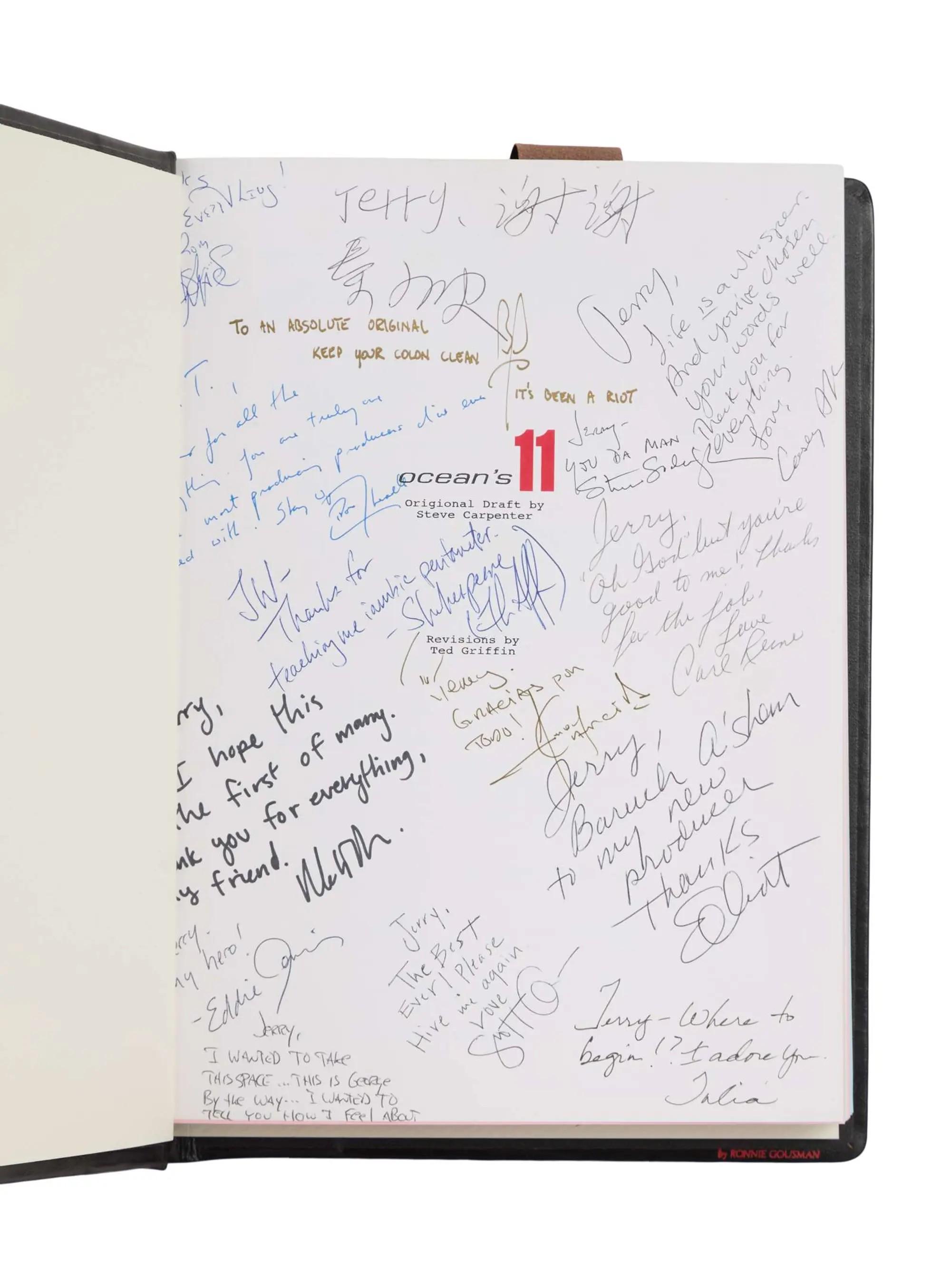 Lot #4  Jerry Weintraub "Ocean's Eleven" Cast-Signed Script
