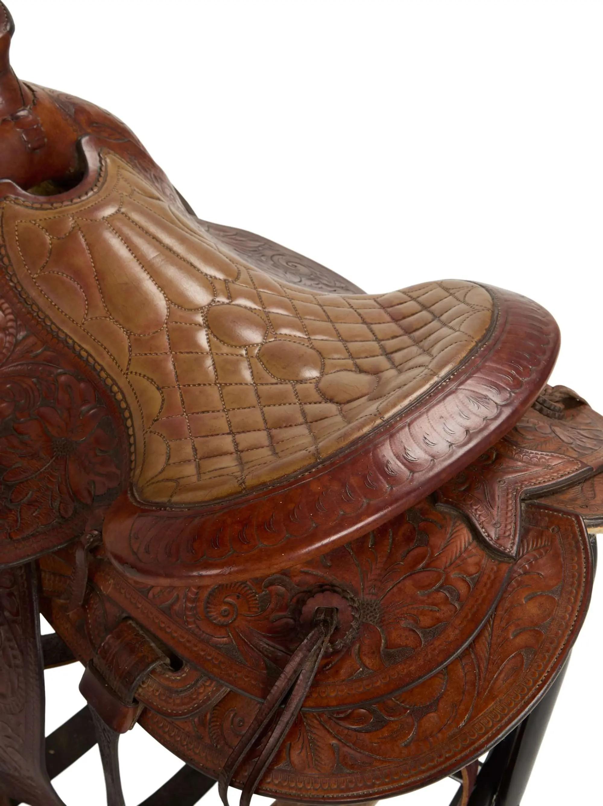 Lot #212  Gunsmoke Miss Kitty (Amanda Blake) Leather Saddle