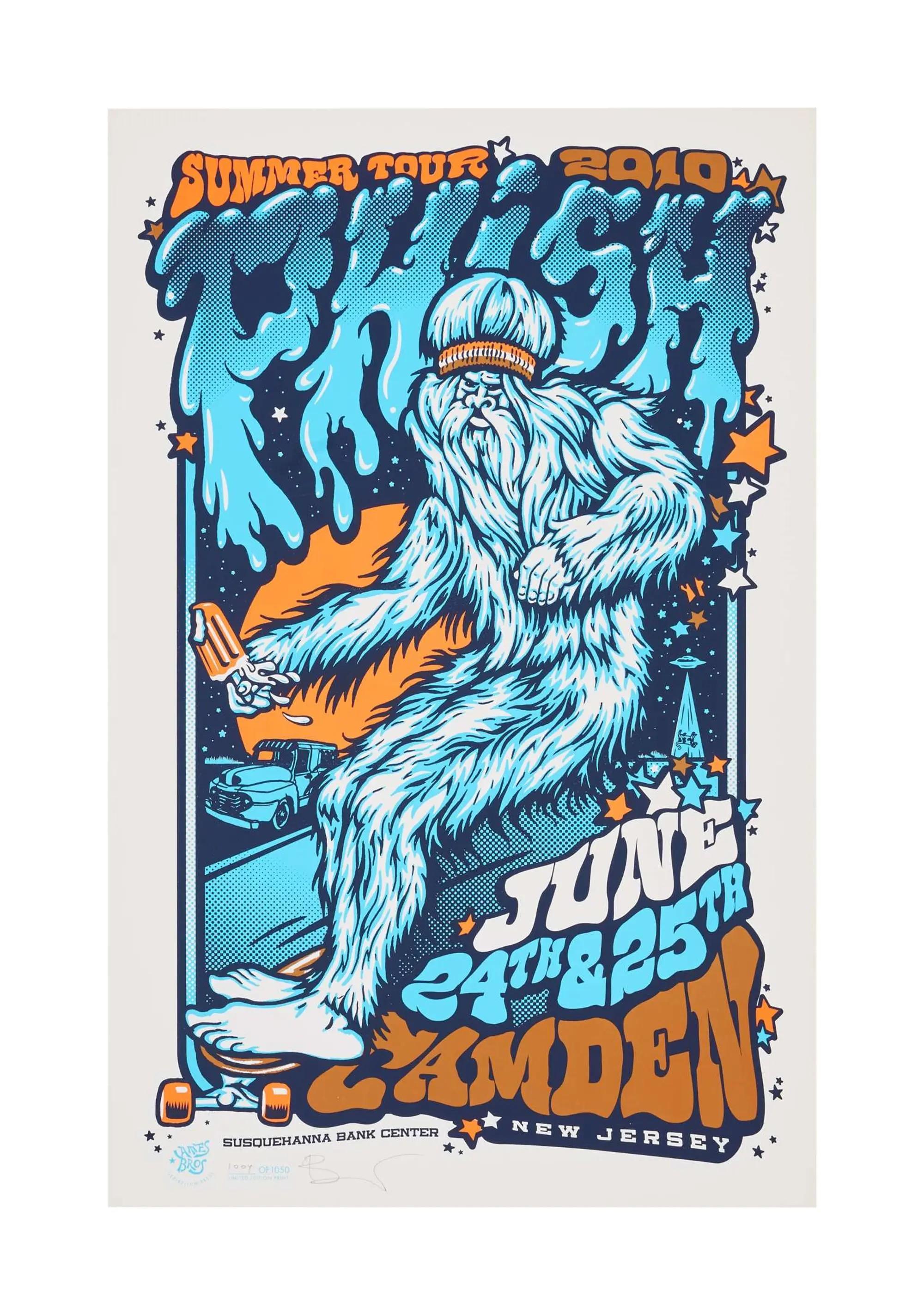 Lot #320  Phish 2010 Artist Signed Original Ames Bros. Susquehanna Bank Center Camden Concert Poster