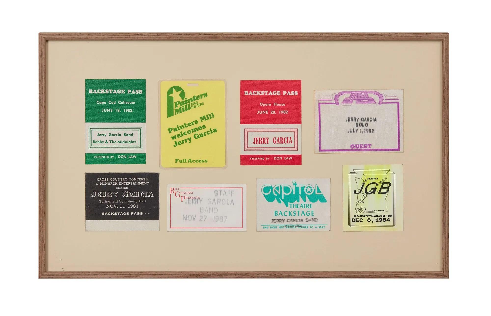 Lot #208 Jerry Garcia Framed 1980s Backstage Passes
