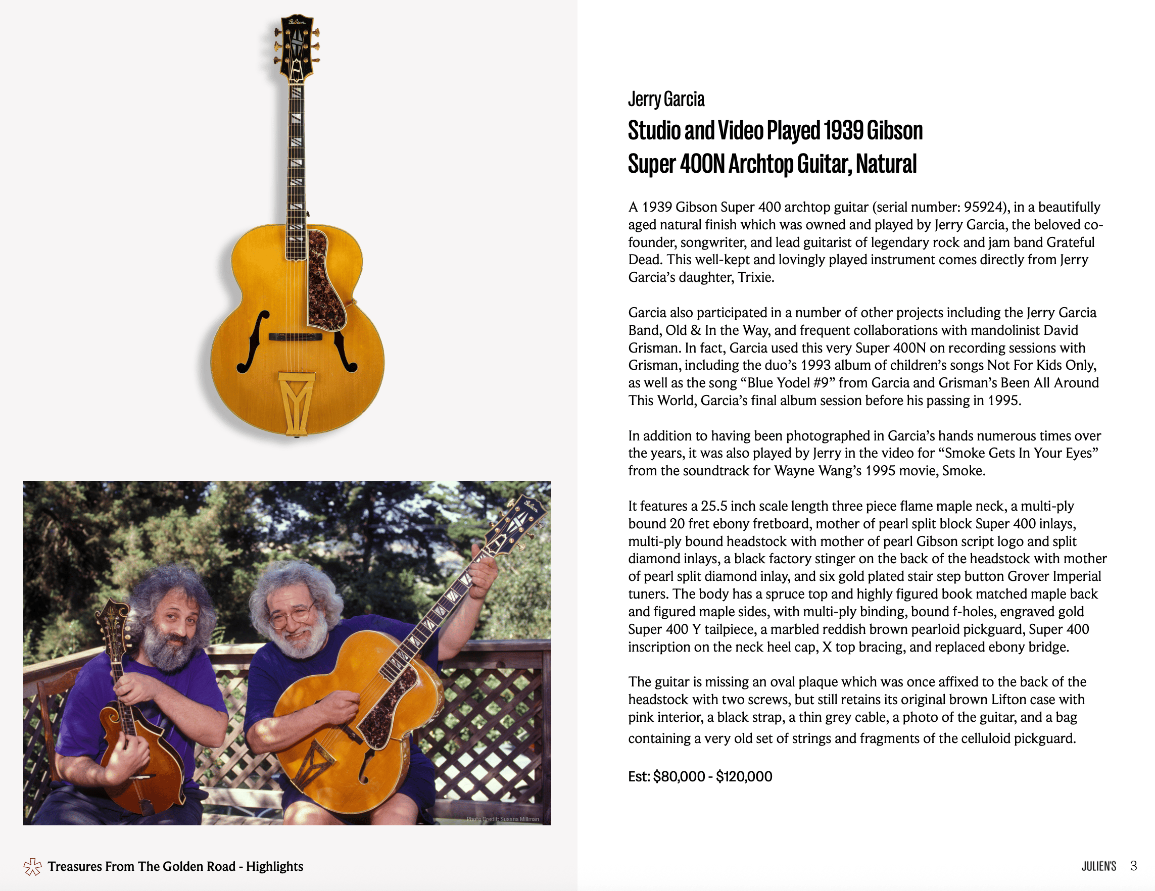 jerry garcia studio and video played gibson guitar