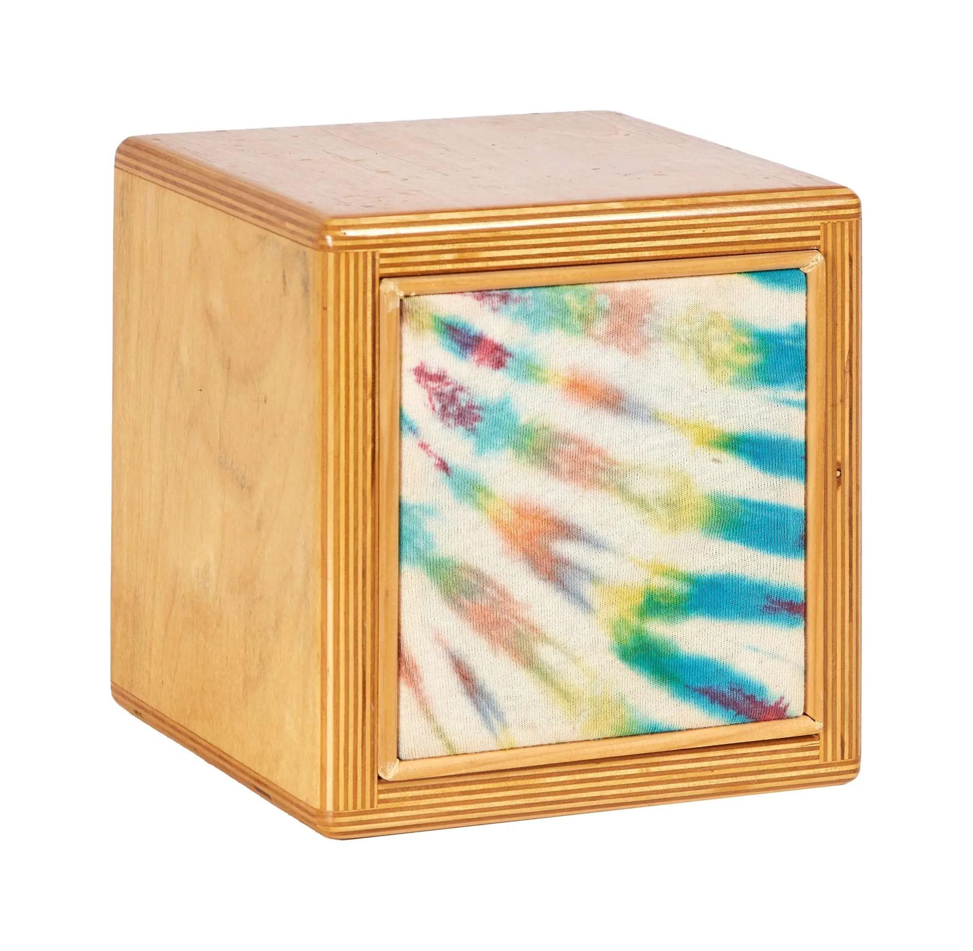 Lot #276  Hard Truckers Small Plywood Speaker Enclosure with 4.5 Inch Speaker and Tie Dye Grille Cloth (C)