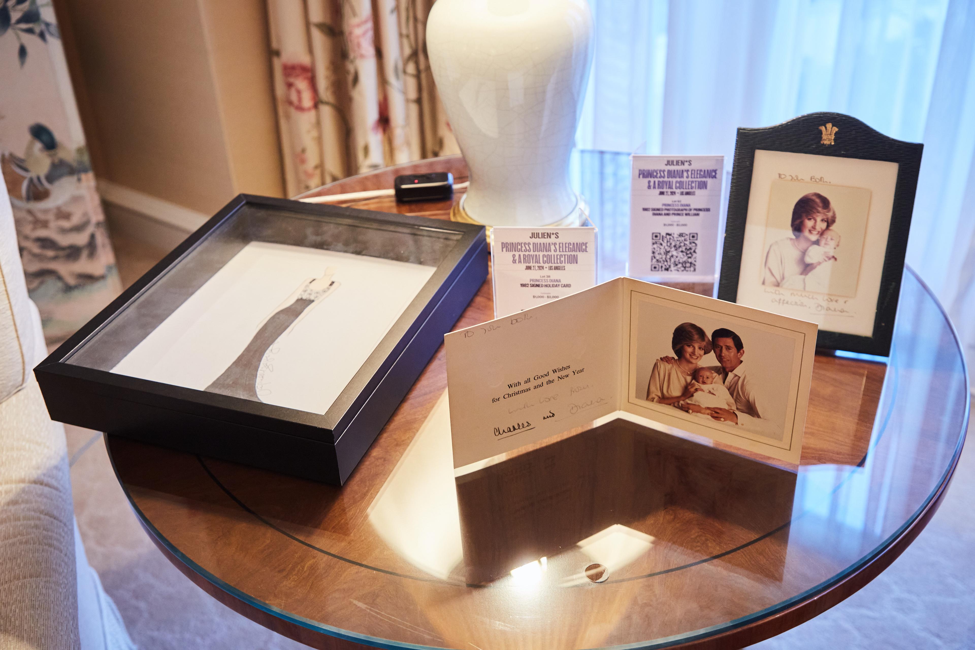 there are a lot of pictures on the table .