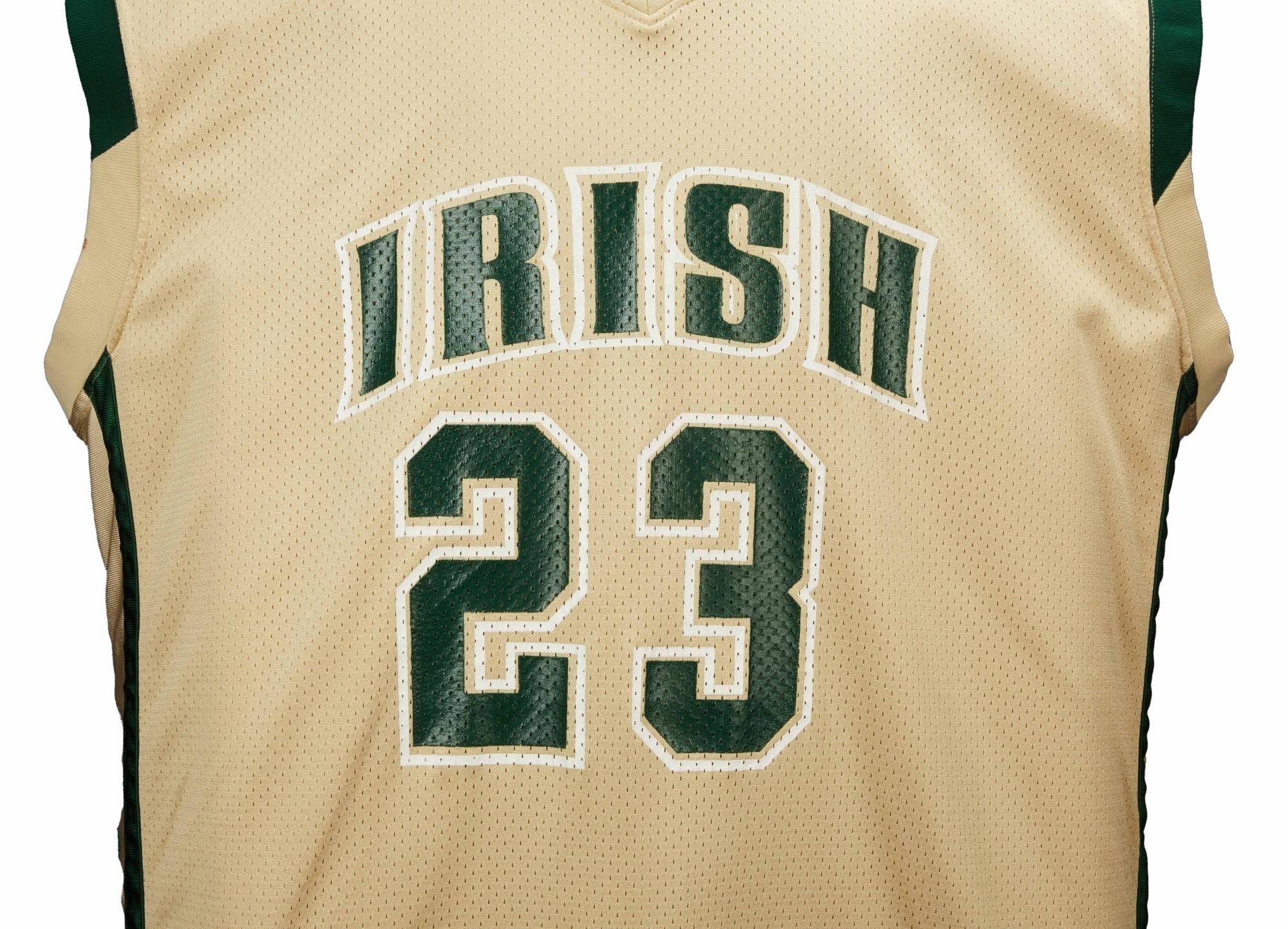 a close up of a basketball jersey with the number 23 on it .