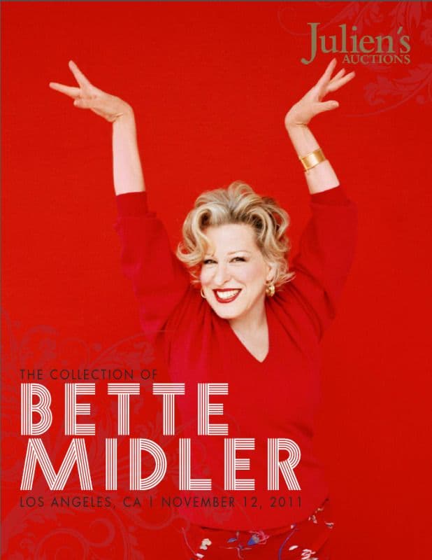 A poster for Julien's Auctions featuring Bette Midler