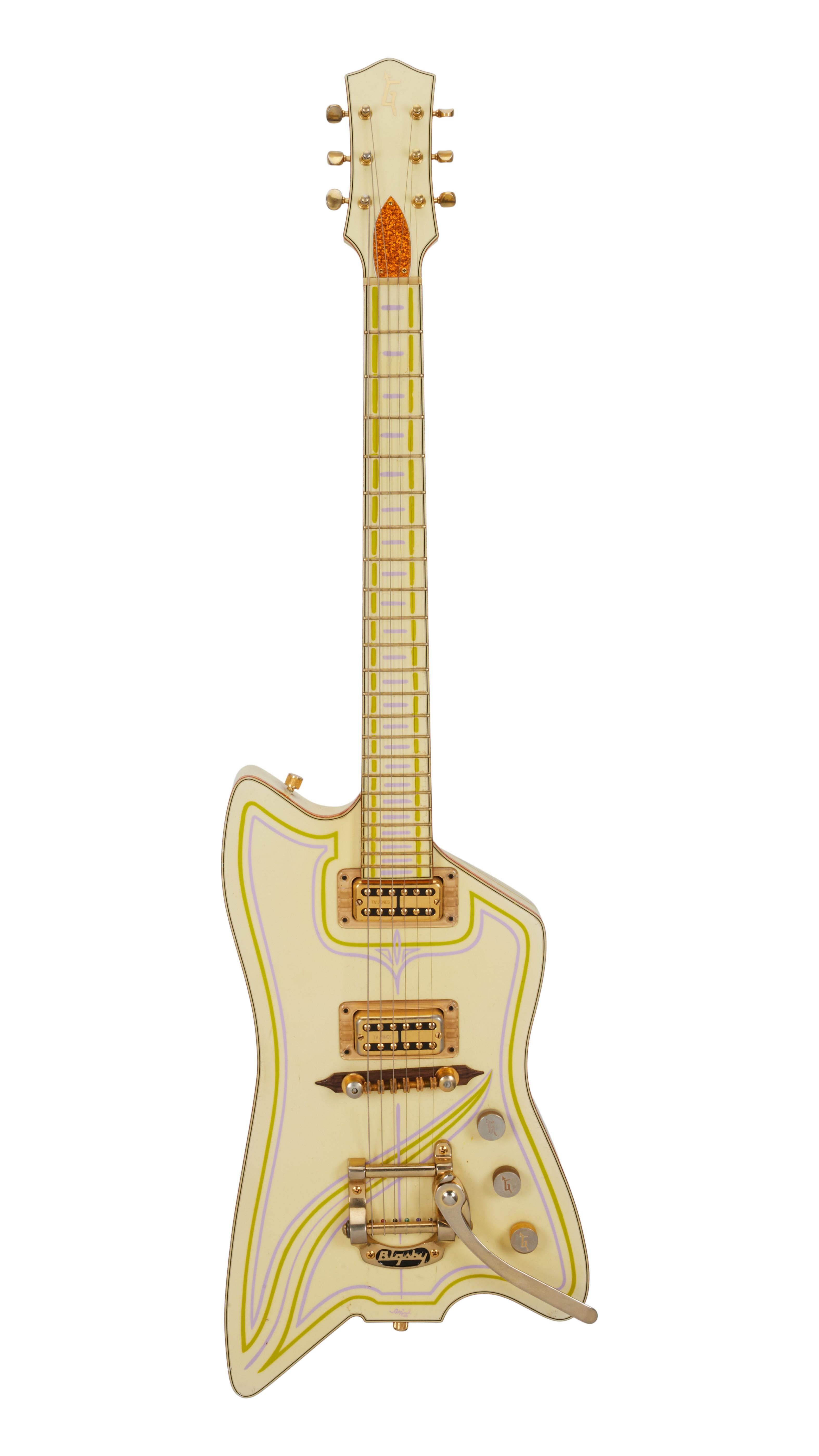a custom light beige guitar