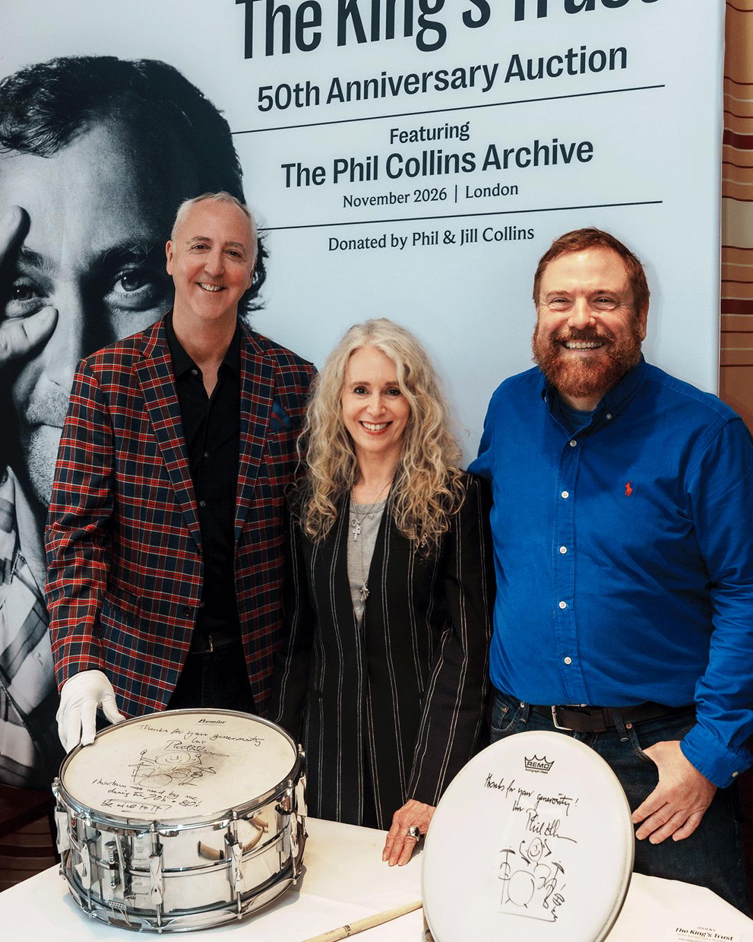 martin nolan darren julien and jill collins attend the phil collins archive press day in london