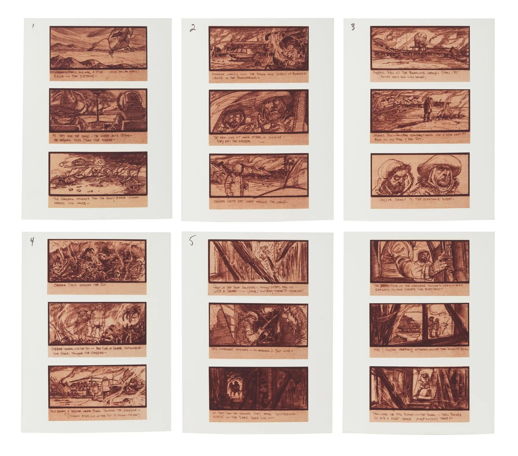 storyboards from the thing