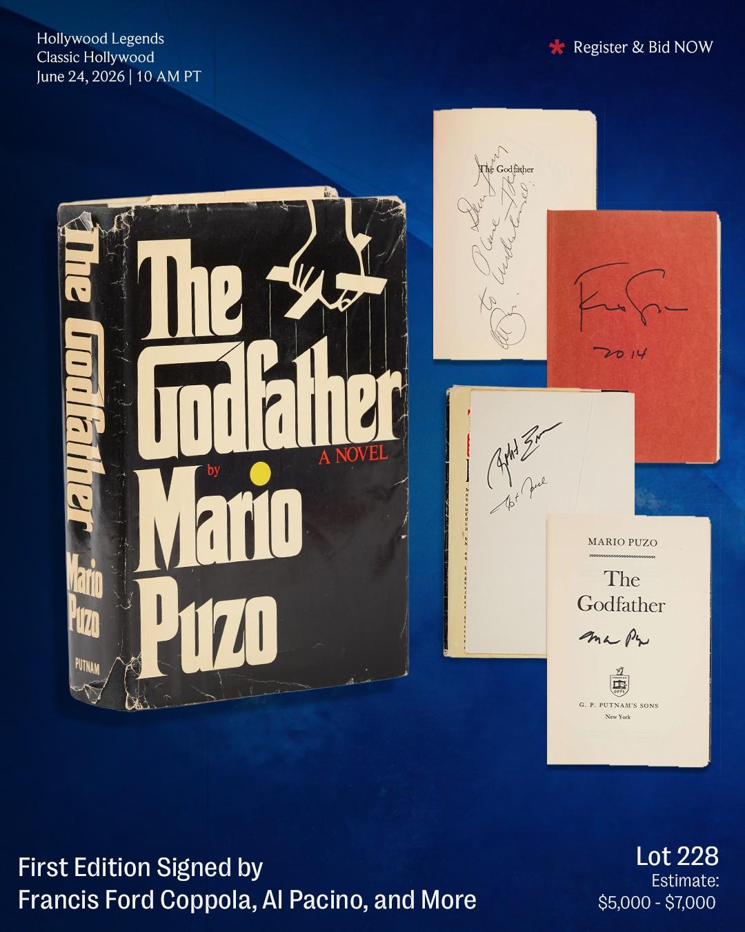Lot #228  The Godfather First Edition Signed by Francis Ford Coppola, Al Pacino, and More