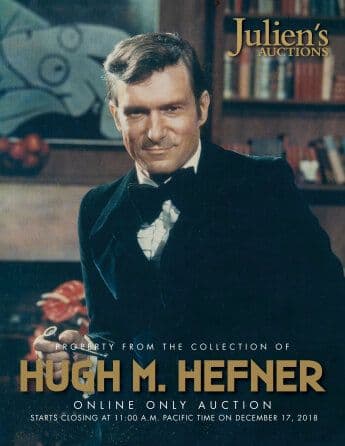 A poster for Julien's Auctions Hugh Hefner's online only auction 