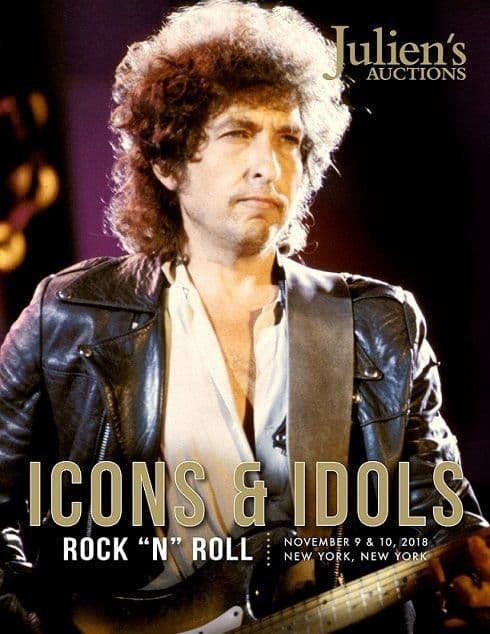 A poster for Julien's Auctions with Bernie Taupin