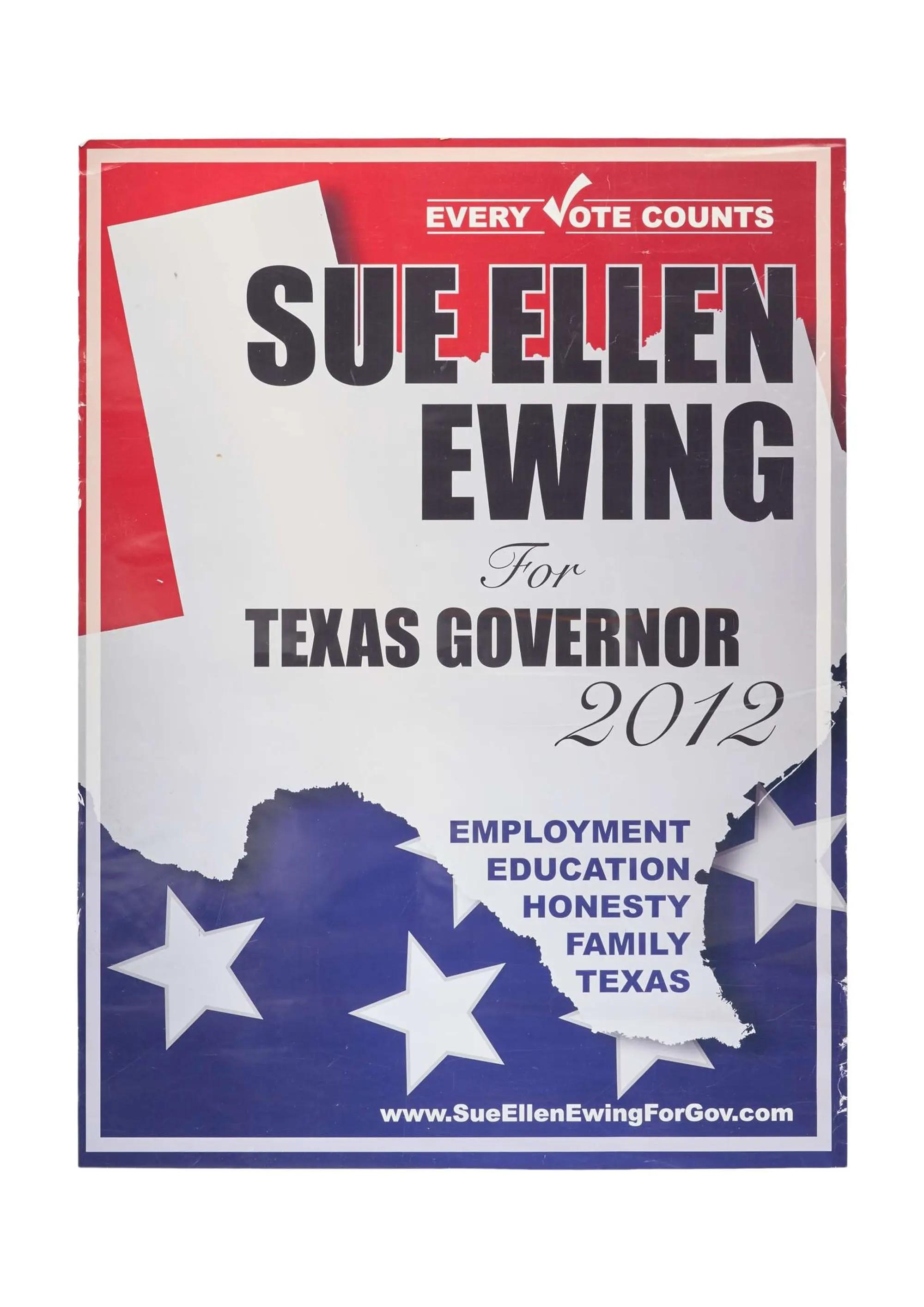 Lot #89 Linda Gray 2013 “Dallas” “Sue Ellen for Governor” Props with Linda Gray Signed Shirt
