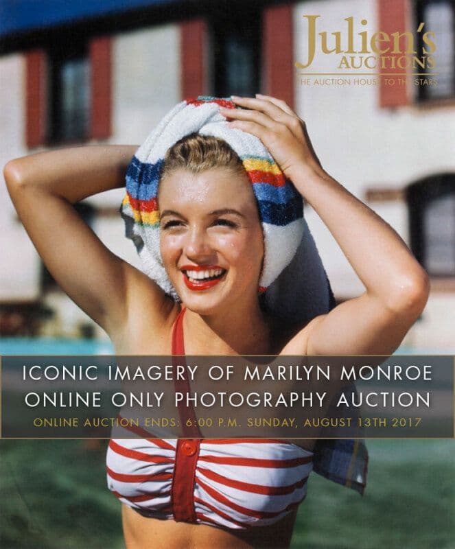 A poster for Julien's Auctions with Marilyn Monroe 