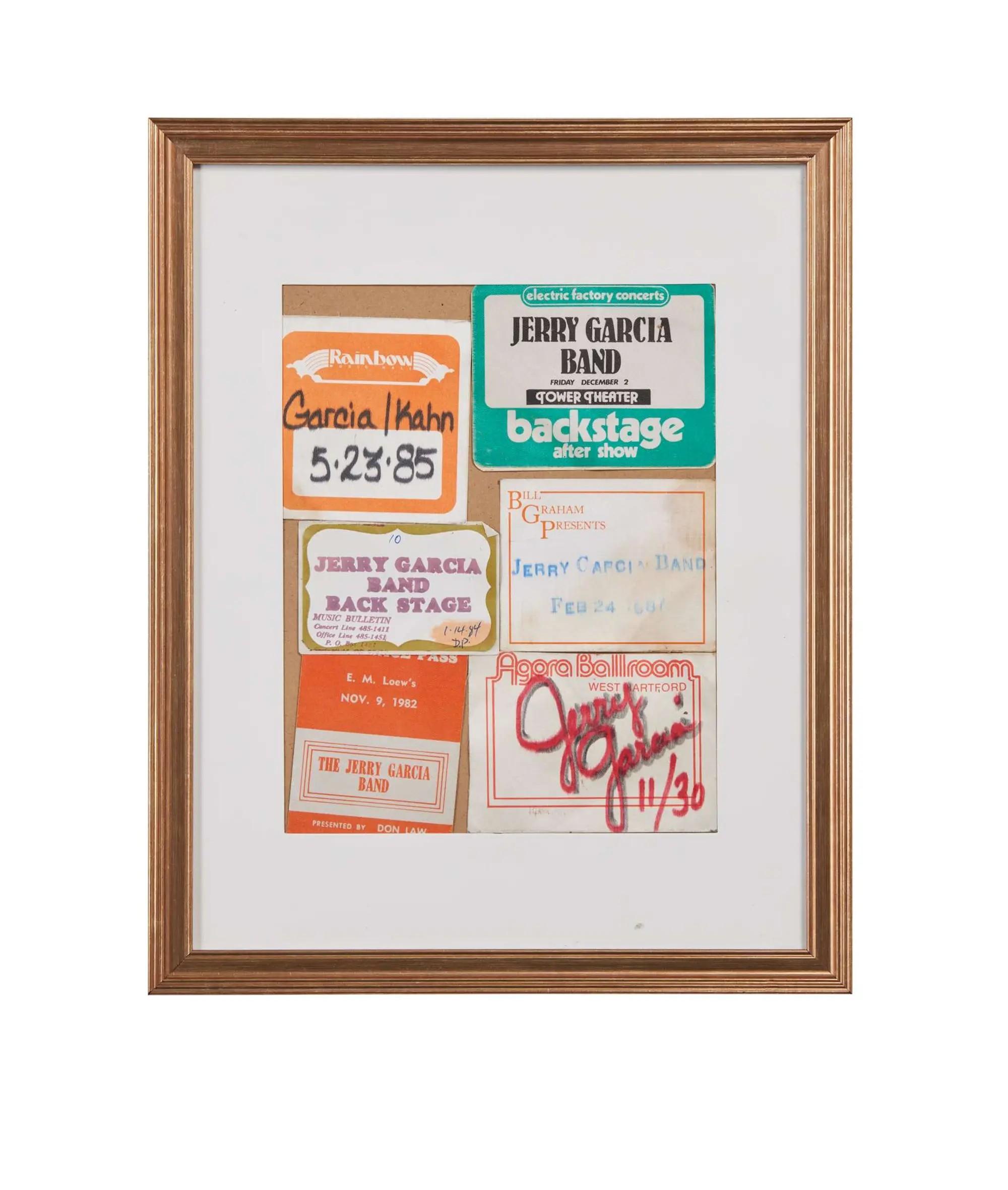 Lot #204 Jerry Garcia Framed Mid 1980s Backstage Passes