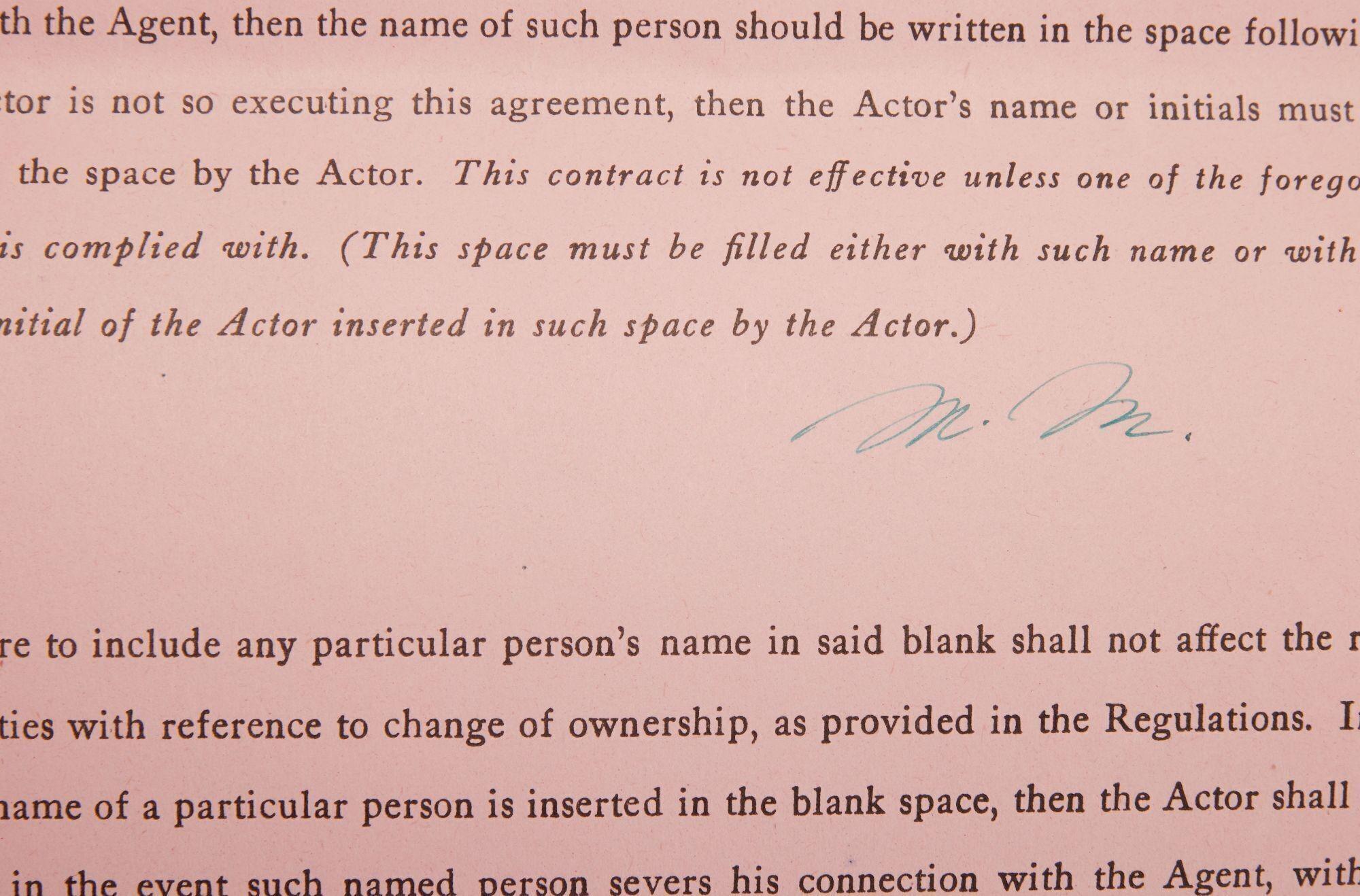 Lot #4. Marilyn Monroe | 1949 Signed Contract with the William Morris Agency, Inc.