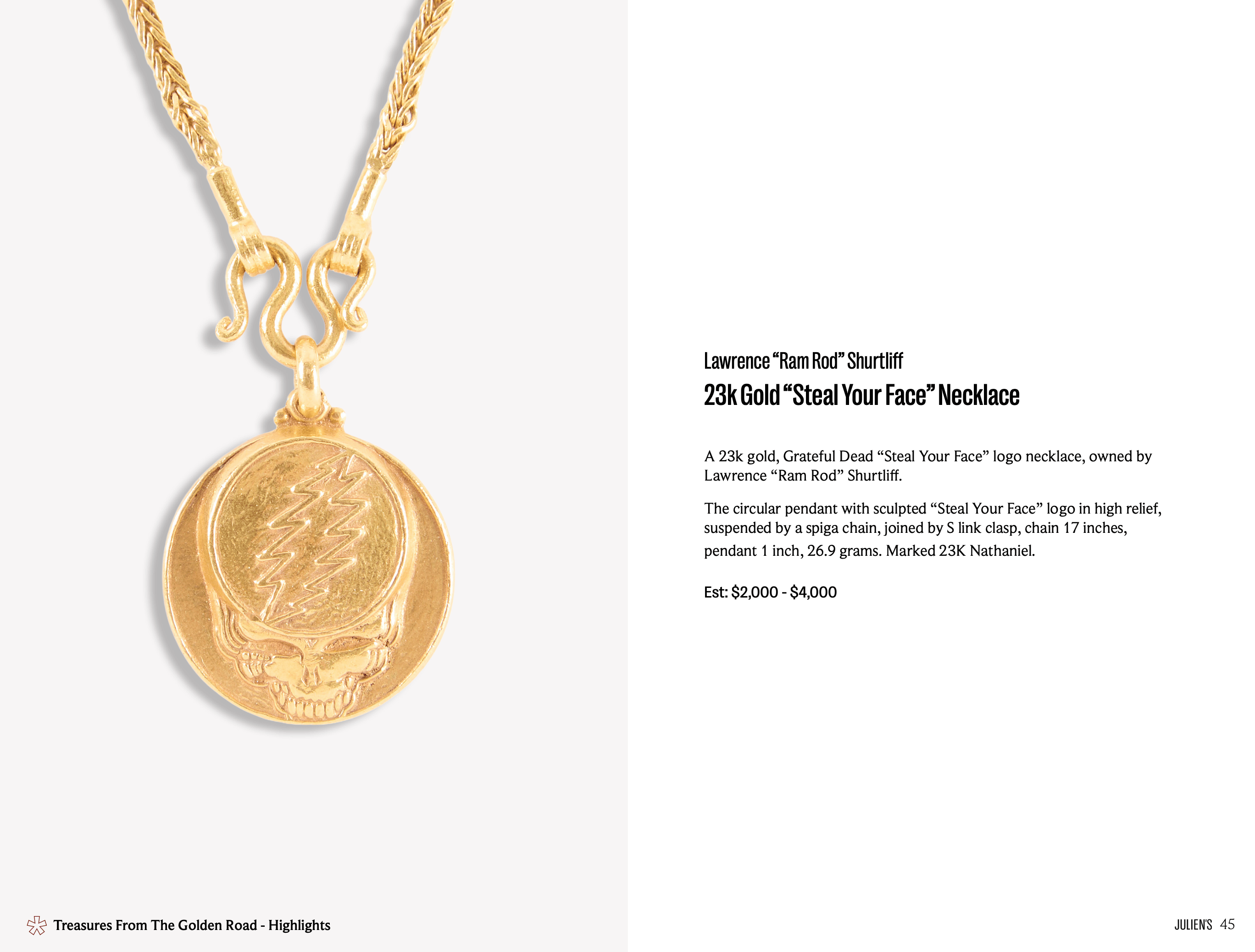 23 k gold steal your face necklace