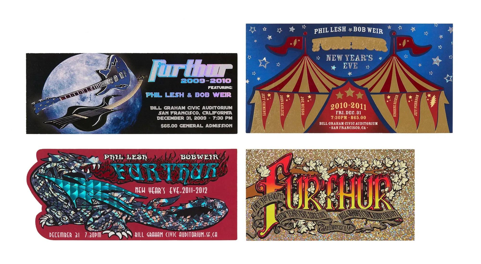 Lot #326  Phil Lesh and Bob Weir 2009-2013 “Furthur” New Year's Eve Tickets