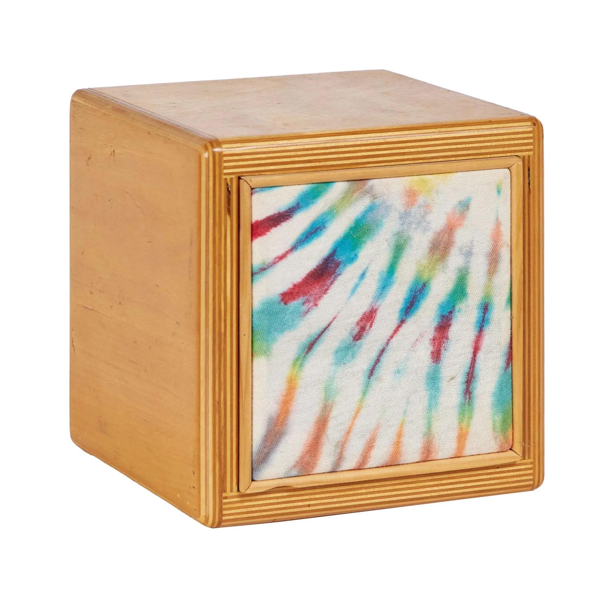 Lot #277  Hard Truckers Small Plywood Speaker Enclosure with 4.5 Inch Speaker and Tie Dye Grille Cloth (D)