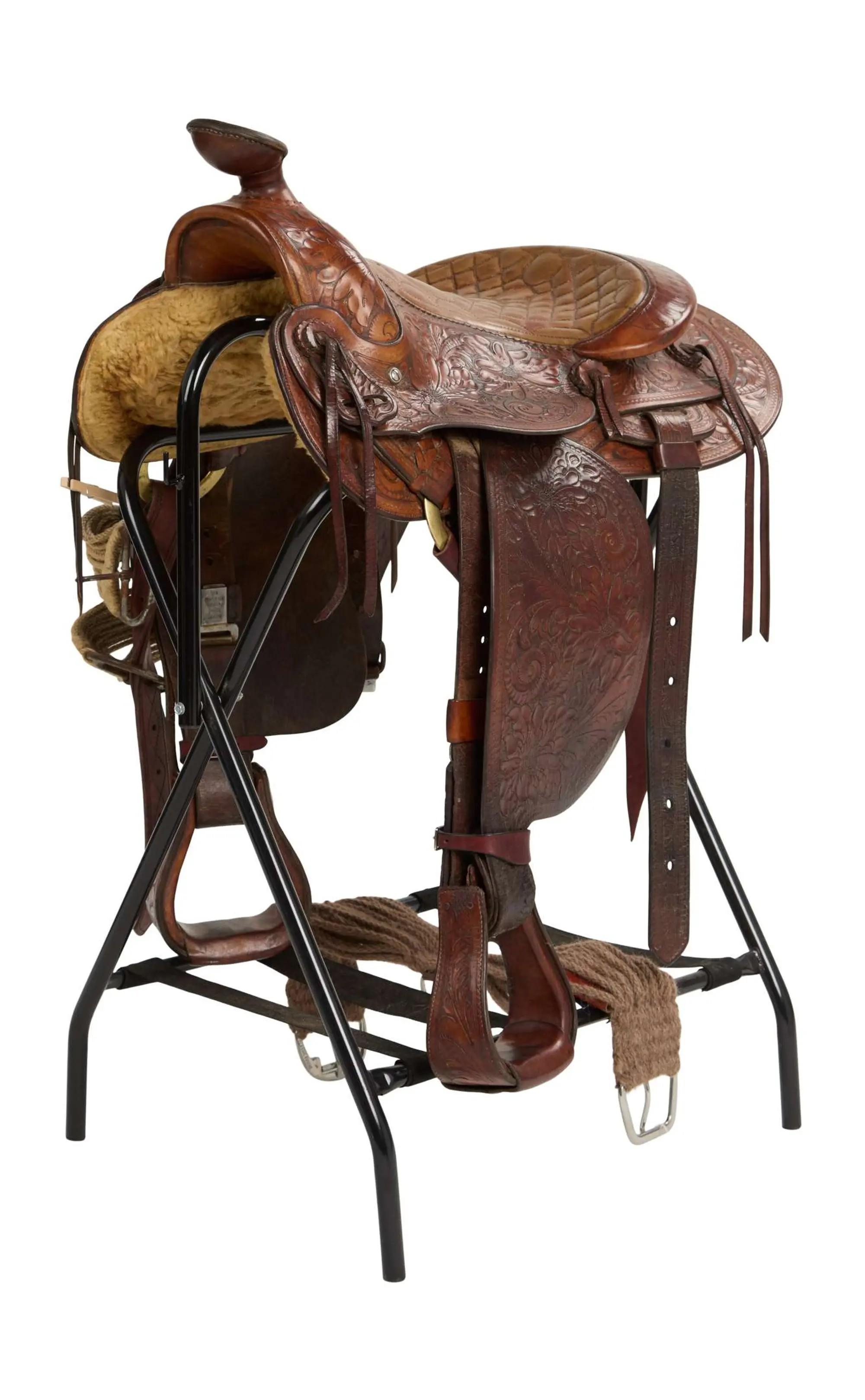 Lot #212  Gunsmoke Miss Kitty (Amanda Blake) Leather Saddle